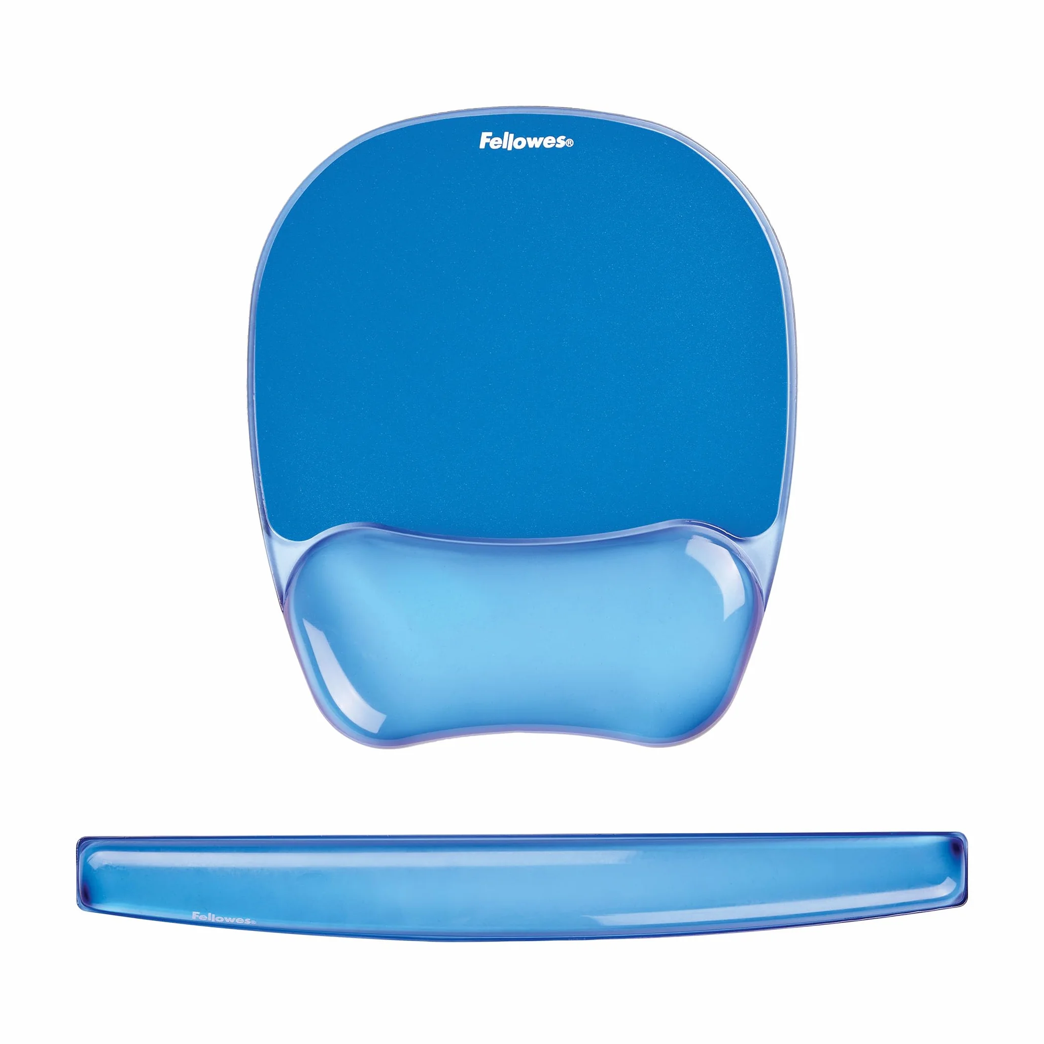Fellowes Tappetino mouse poggiapolsi in Gel Crystals, base in gomma antiscivolo, ergonomico blu