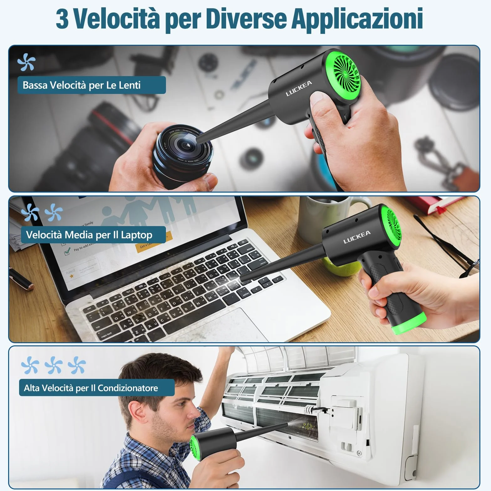 Soffiatore PC Aria Compressa Pulizia PC - Air Duster Depolveratore Elettrico per PC, 6000 mAh Batteria Soffiatore Aria Compressa per Tastiera, Elettronica, Bomba Aria Secca Pulizia PC