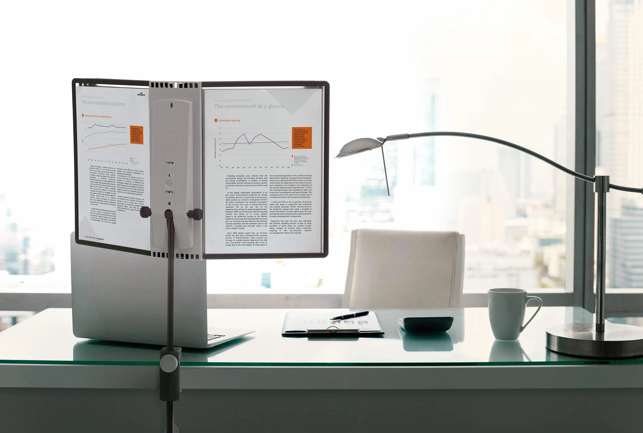 Sherpa Desk Clamp 10 Leggio da Tavolo con Morsetto, 10 Pannelli, Formato A4, Regolabile, 250 x 600 x 88 mm