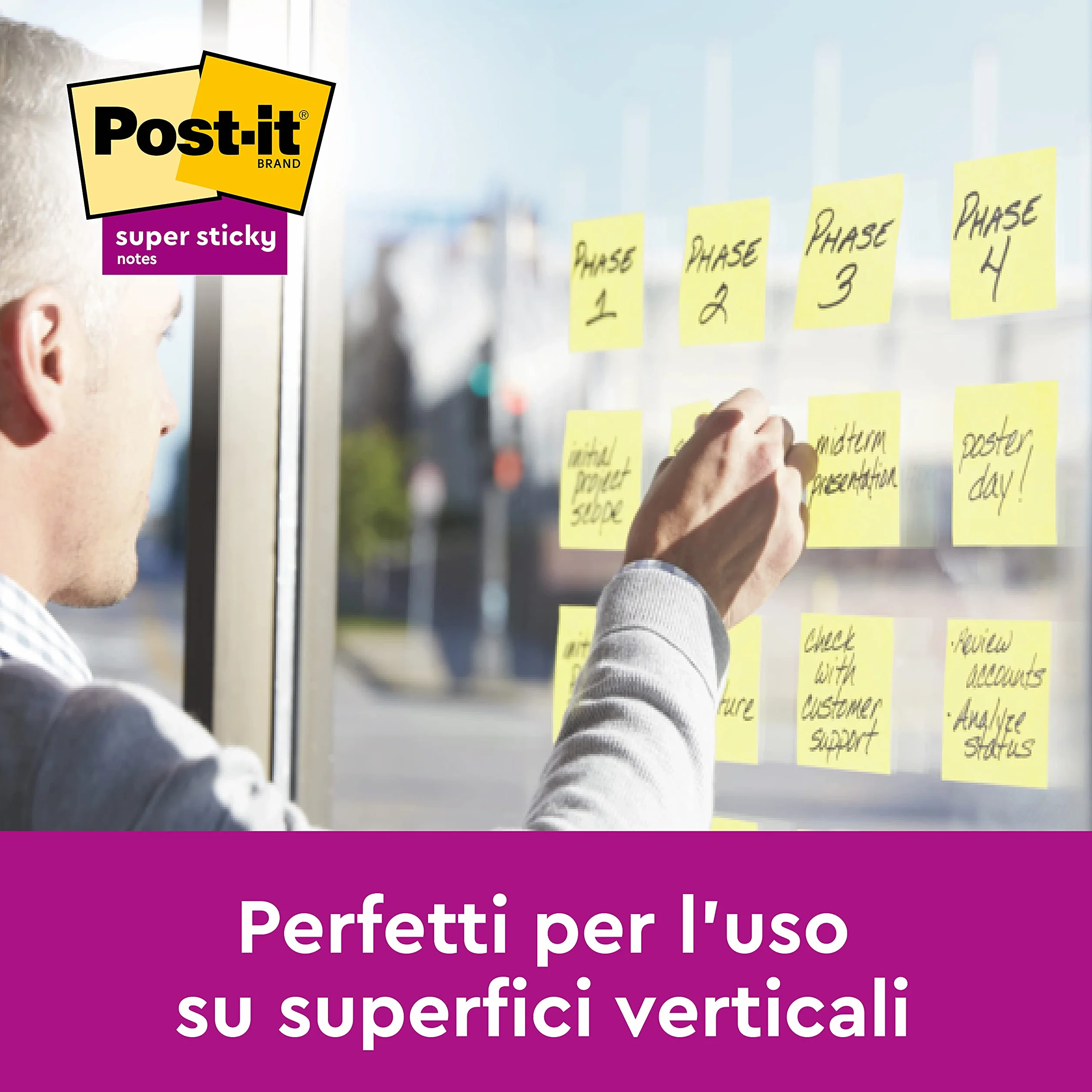 Post-it Super Sticky Foglietti Adesivi 76mm x 76mm Giallo 14+2 blocchetti 90 fogli