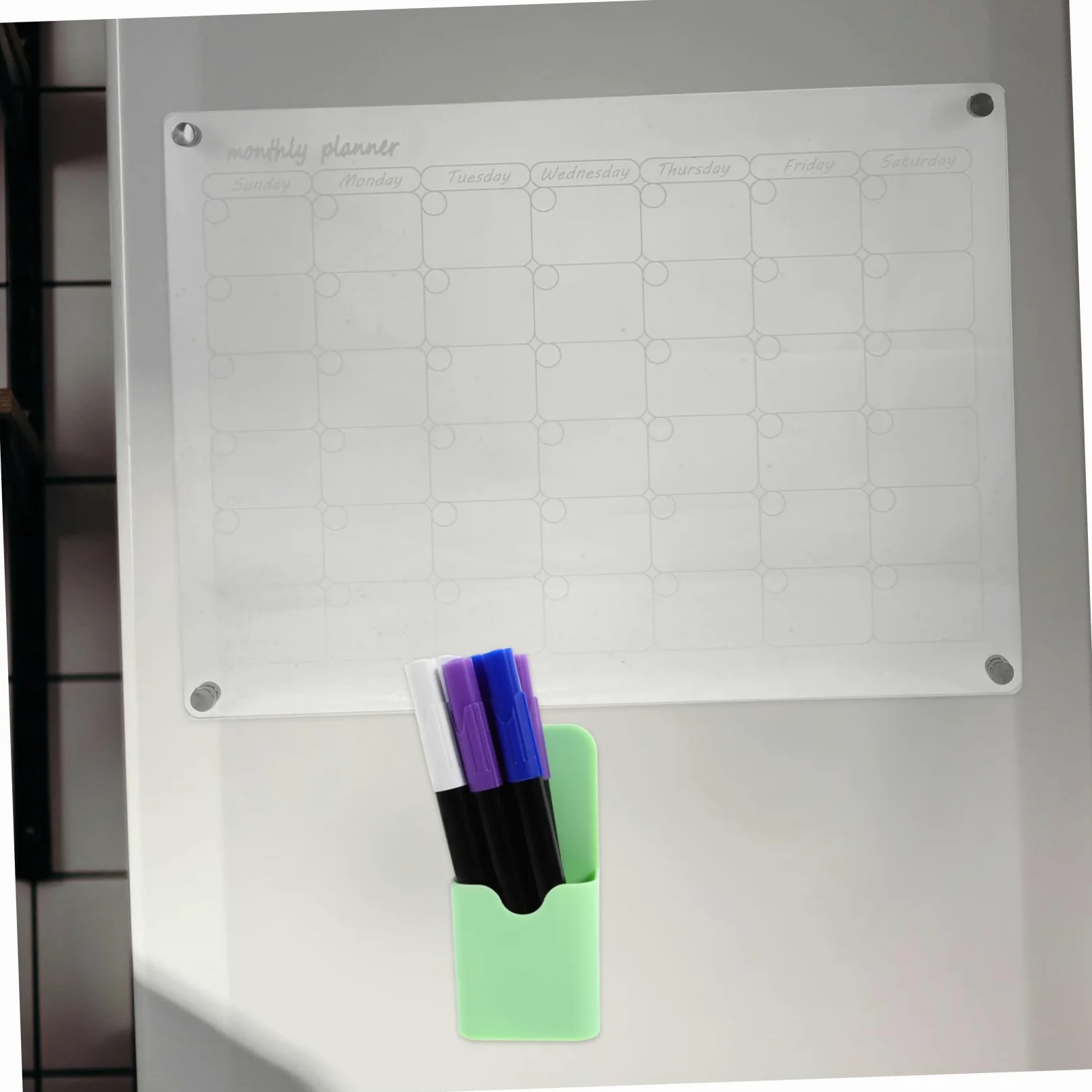 VILLCASE Calendario Magnetico per Frigorifero Cancellabile Secco Lavagna per Scrivere Pianificatore dei Pasti Trasparente Doppia Funzione per Organizzare la Pianificazione Settimanale