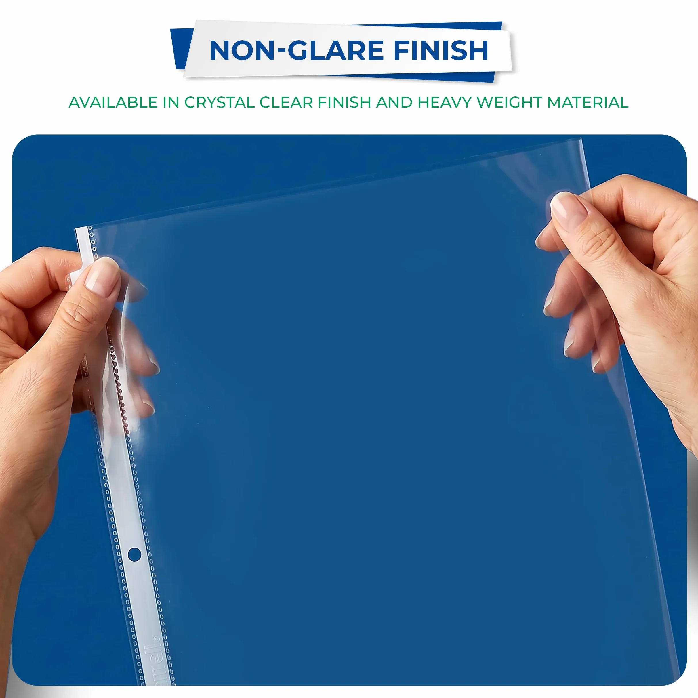 Samsill 100 Non-Glare Standard Weight Sheet Protectors, Reinforced 3 Hole Design Plastic Page Protectors, Archival Safe, Top Load for 8.5 x 11 Inch Sheets, Box of 100