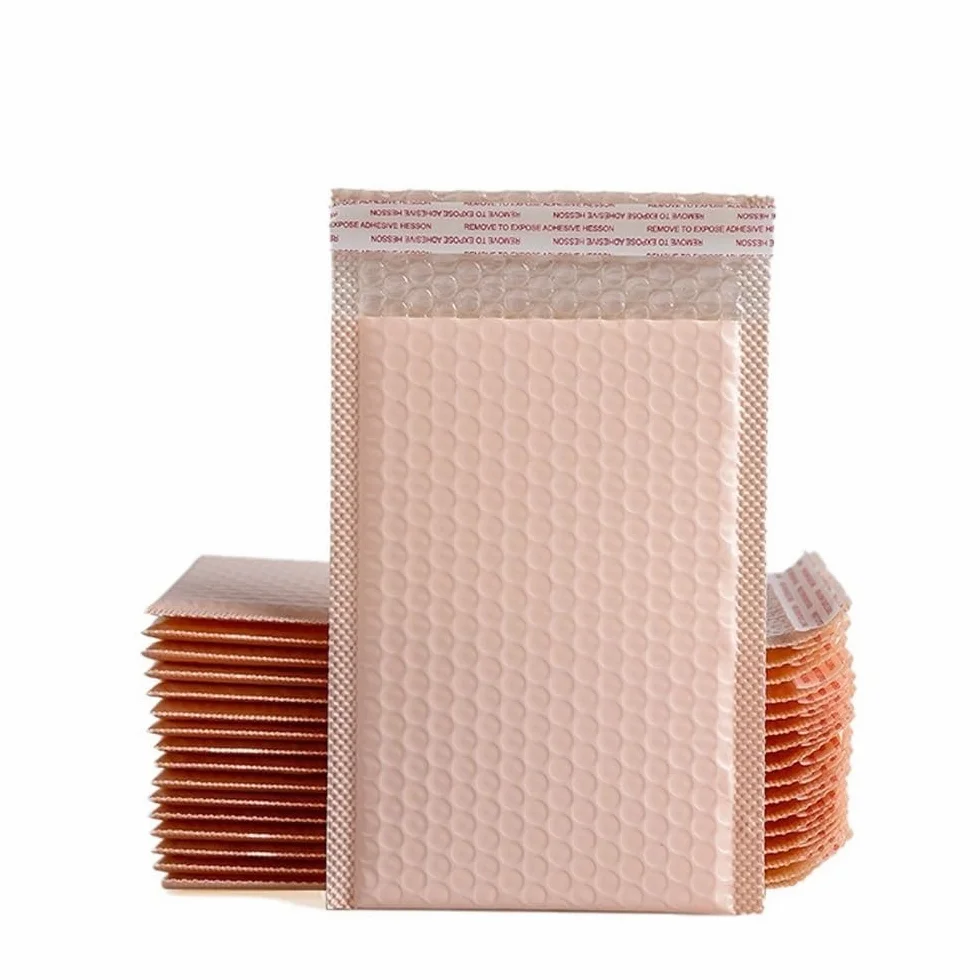 Buste Imbottite Per Spedizioni 10/25/50 pz Rosa Poly Bubble Mailer Buste Imbottite Foderato Wrap Polymailer Borse for La Spedizione Imballaggio Maile Auto sigillo(50PC,25 * 30cm)