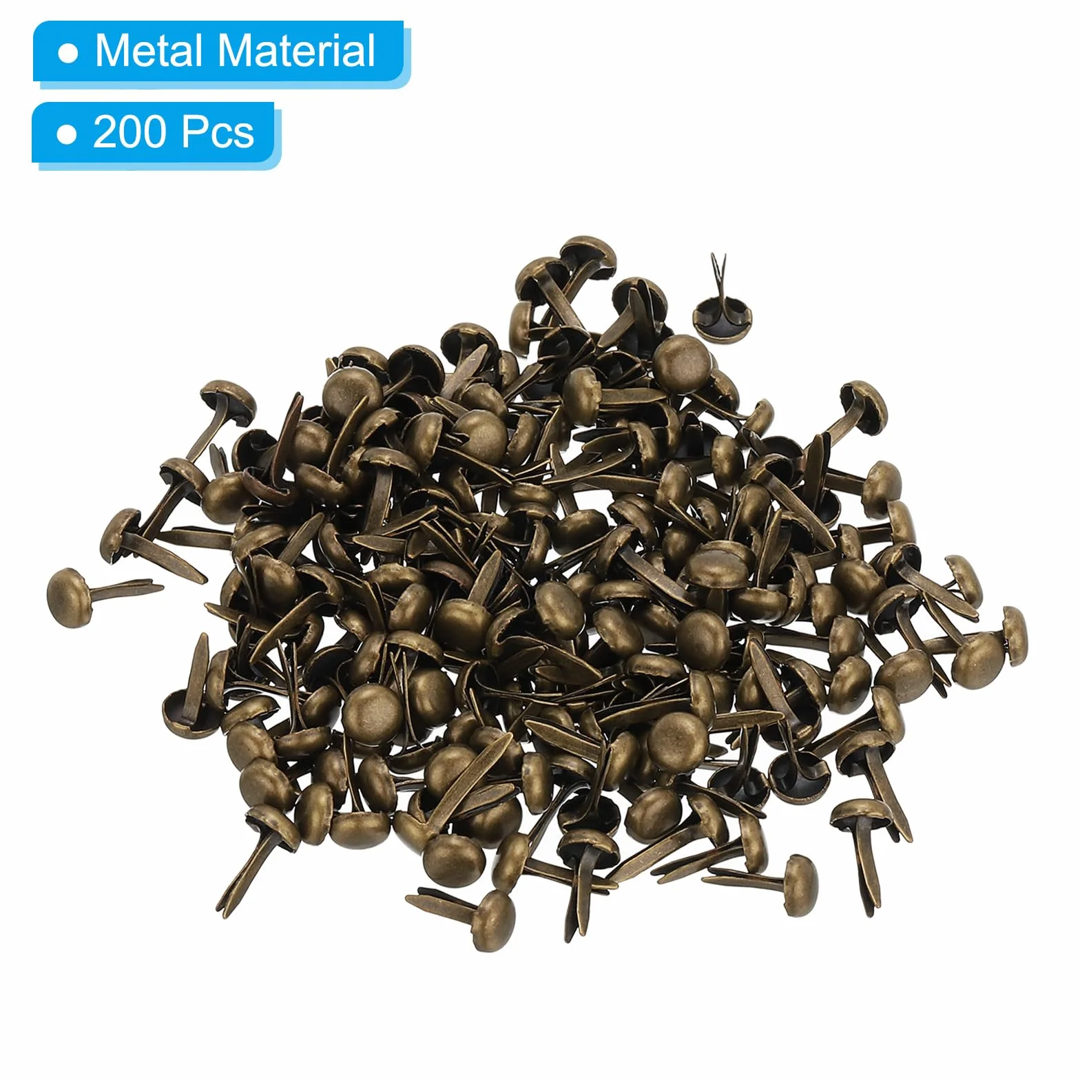 PATIKIL Fermacarte in Ottone Carta Spaccata Mini Chiodi Metallici Tondi Placcati per Artigianato Scrapbooking, Bronzo, 5 x 9 mm