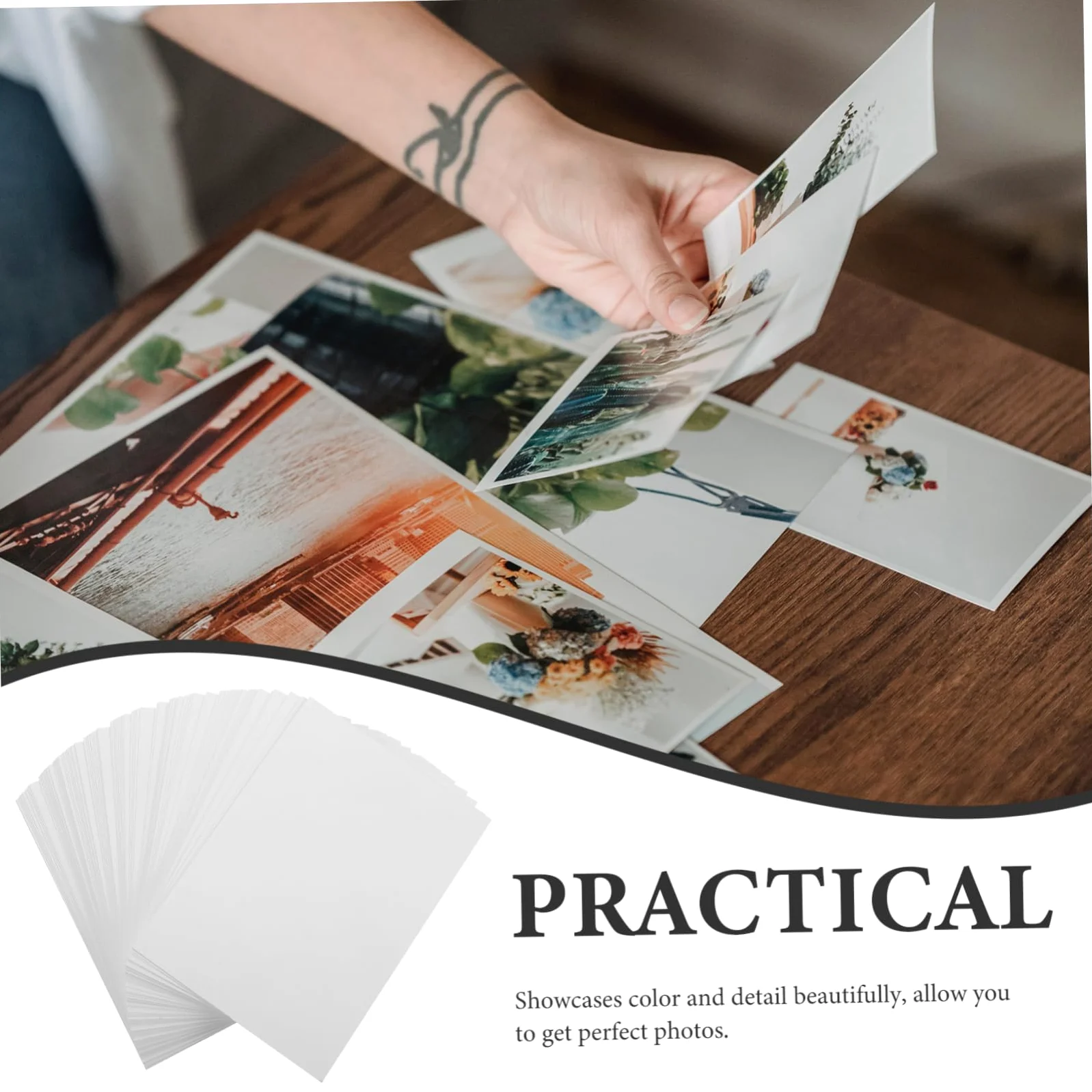 Carta Fotografica Lucida Carta di Alta Durabilità Bianco 100 Fogli per Stampante Facile da Tagliare per Creazioni Artistiche e Stampa Foto