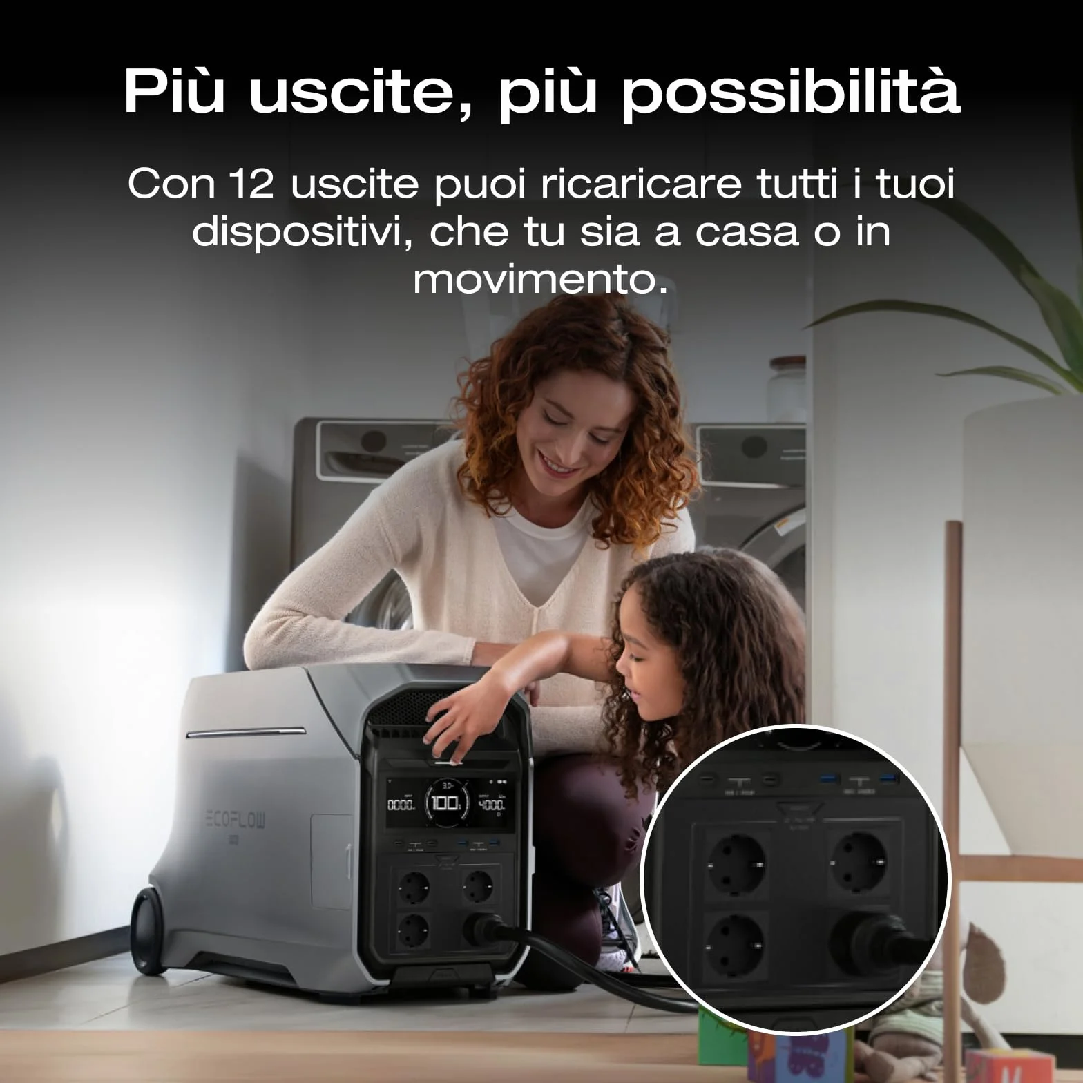 ECOFLOW Centrale elettrica portatile DELTA Pro 3, batteria LFP 4096Wh, espandibile 12kWh, uscita CA 4000W