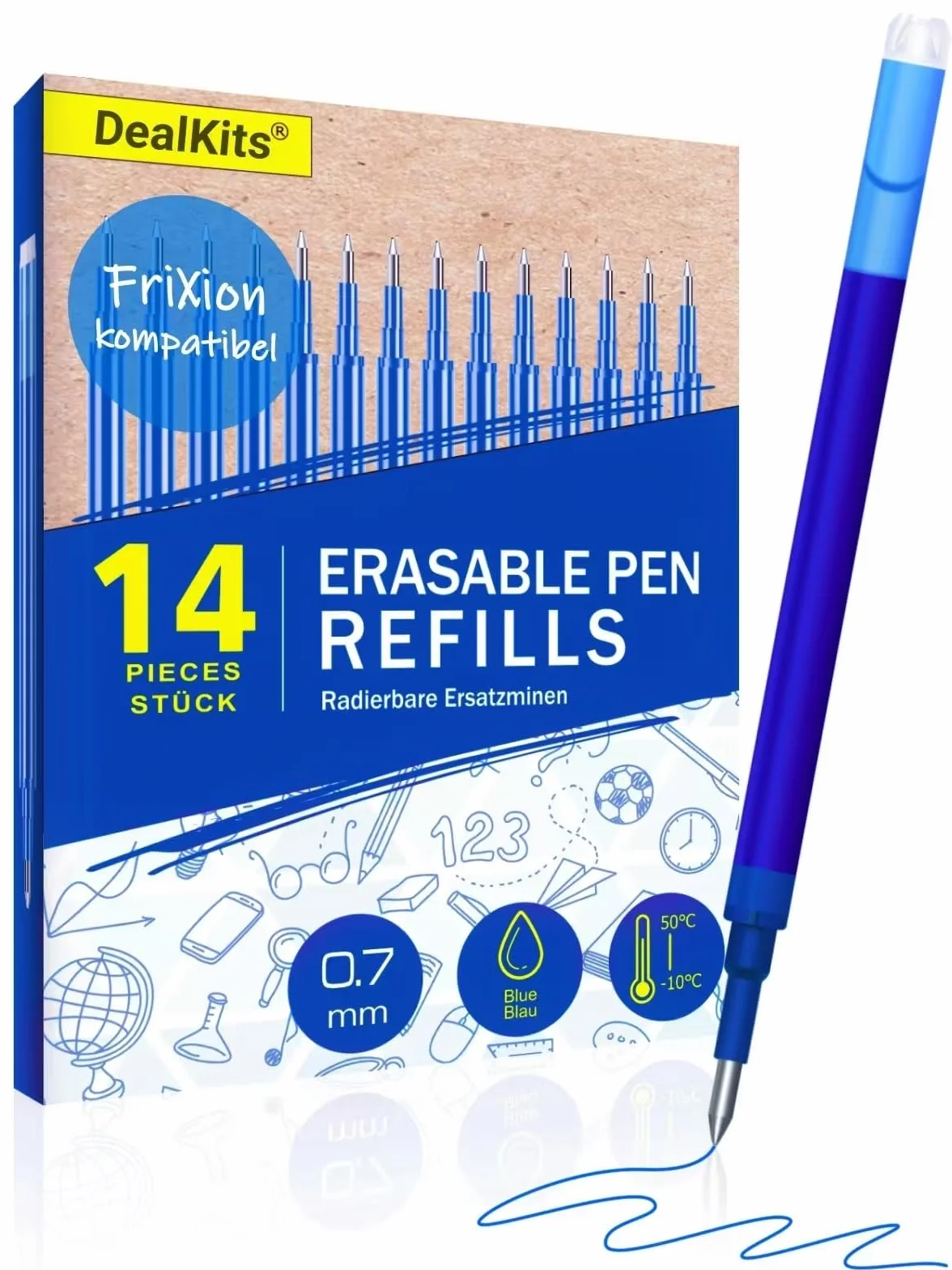 DealKits 14 ricariche in gel cancellabili 0,7 mm compatibili con Pilot FriXion Ball Clicker Eberhard Faber mine di ricambio per penna gel
