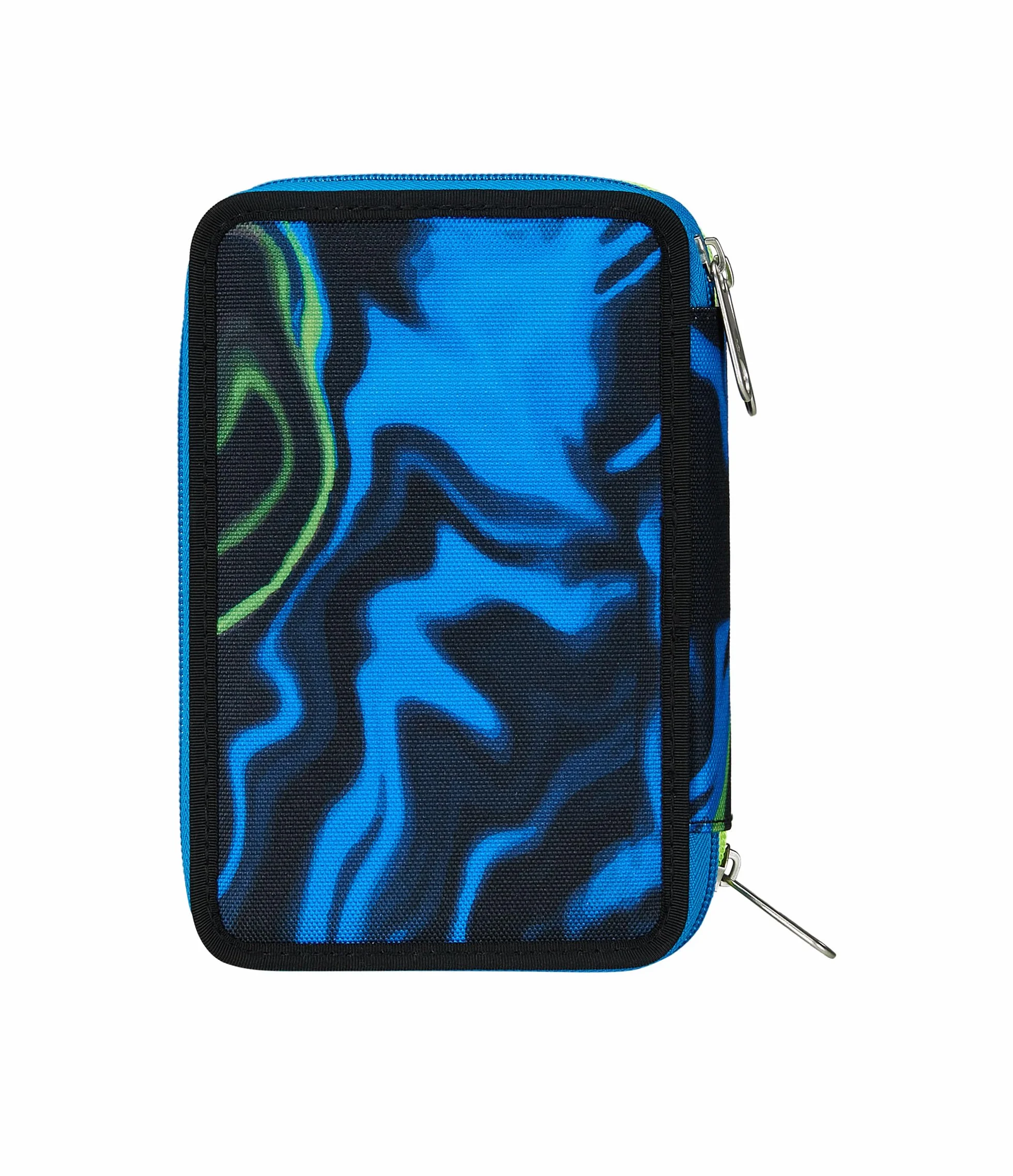 Seven Astuccio Scuola Elementare, 3 scomparti, Medie, con Matite, Pennarelli, Penne, 3 Zip, Uneven Line, Bambino e Ragazzo, blu