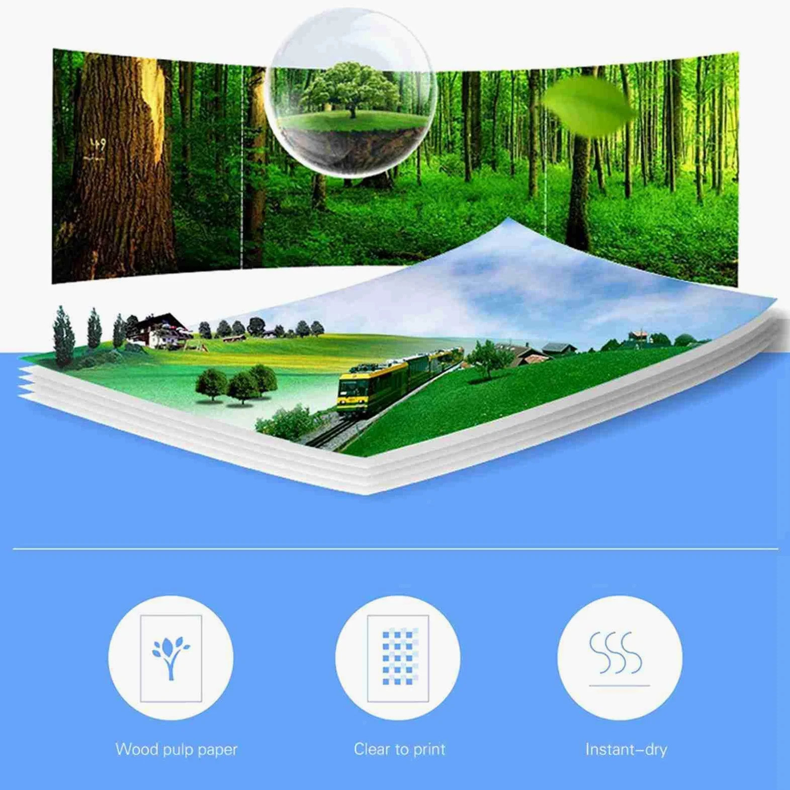 Carta Fotografica A4 Lucida ad Alta Brillantezza per Stampante, per Stampa Foto, Certificati, Brochure