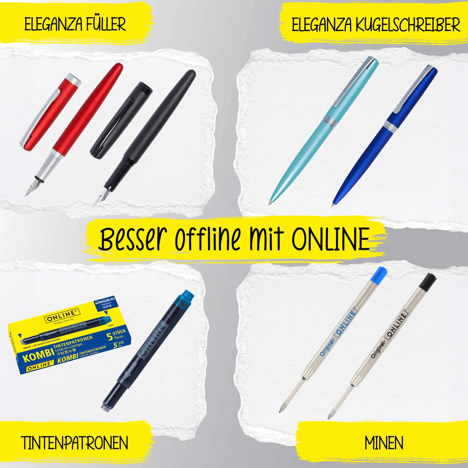 Online Eleganza Diamond Wine I include penna a sfera, penna stilografica, custodia in vera pelle, 3 pezzi, in confezione regalo, penna stilografica per cartucce standard, Kulli con cartuccia grande G2