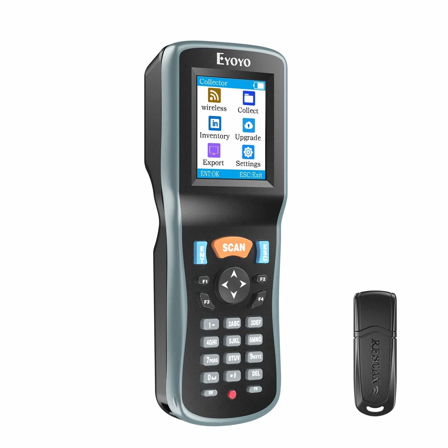Eyoyo Lettore di Codici a Barre 2D, Inventario Barcode Scanner Data Collector, 1D QR Wireless Terminale Dati Portatile Dispositivo di Inventario with 2.2in TFT Colori LCD Screen per Warehouse Express