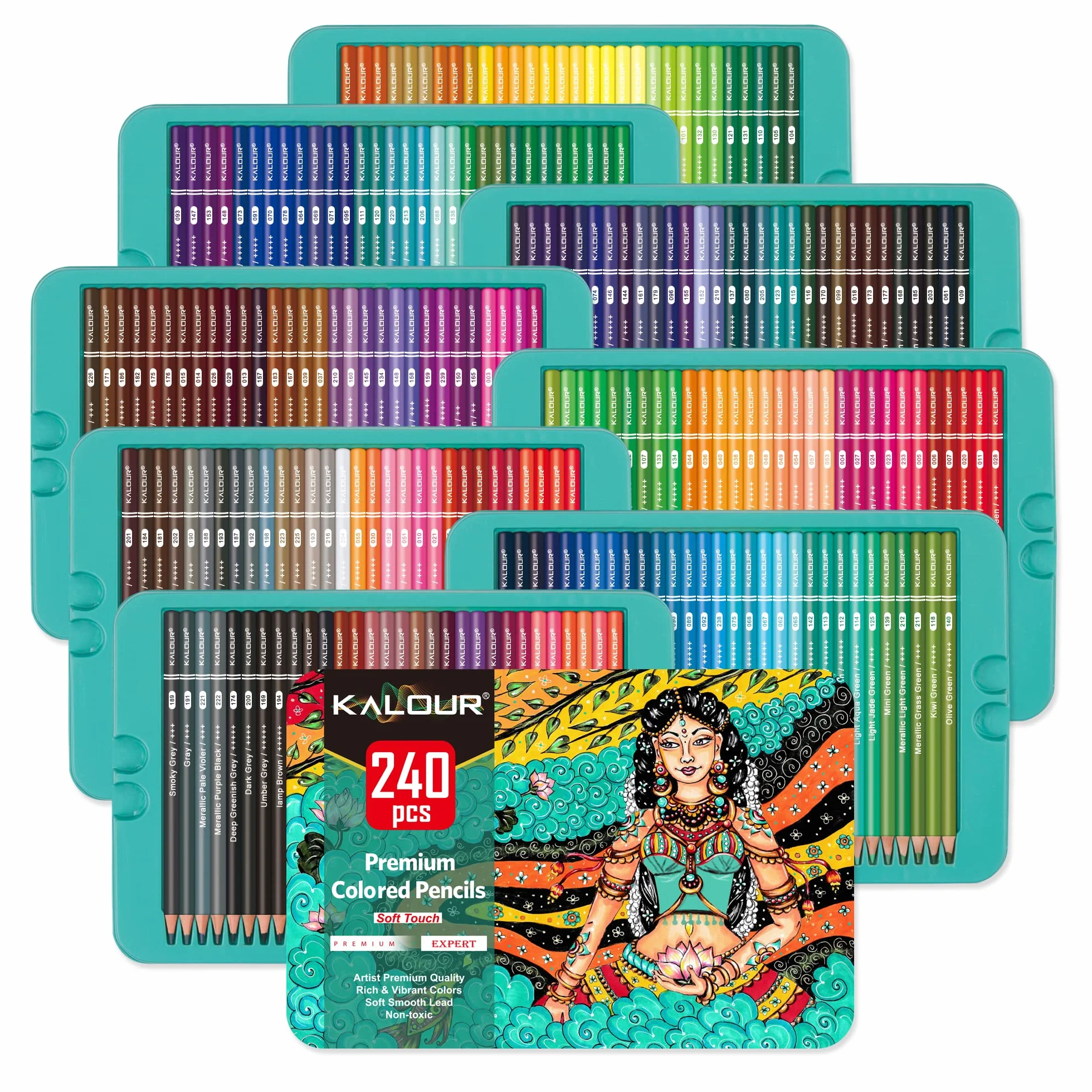 KALOUR Matite colorate professionali 240 colori nucleo morbido colori vivaci per disegnare schizzi adulti artisti principianti