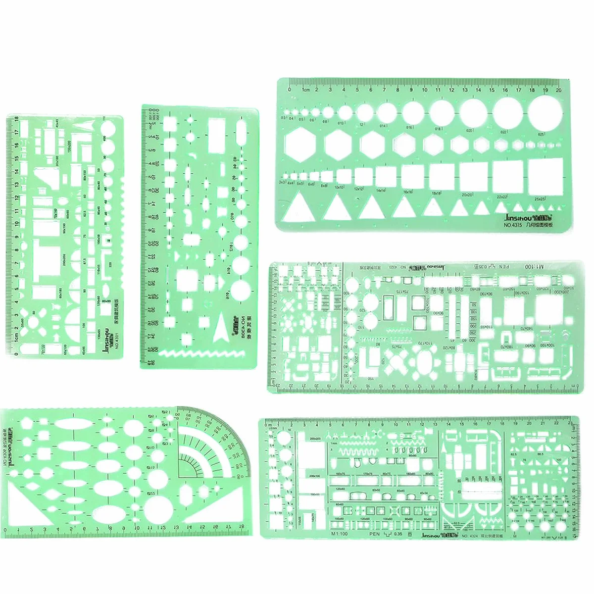 Disegno Righelli 6 Pezzi Modelli di Disegno Geometrico in Plastica Stencil per Ufficio Scuola