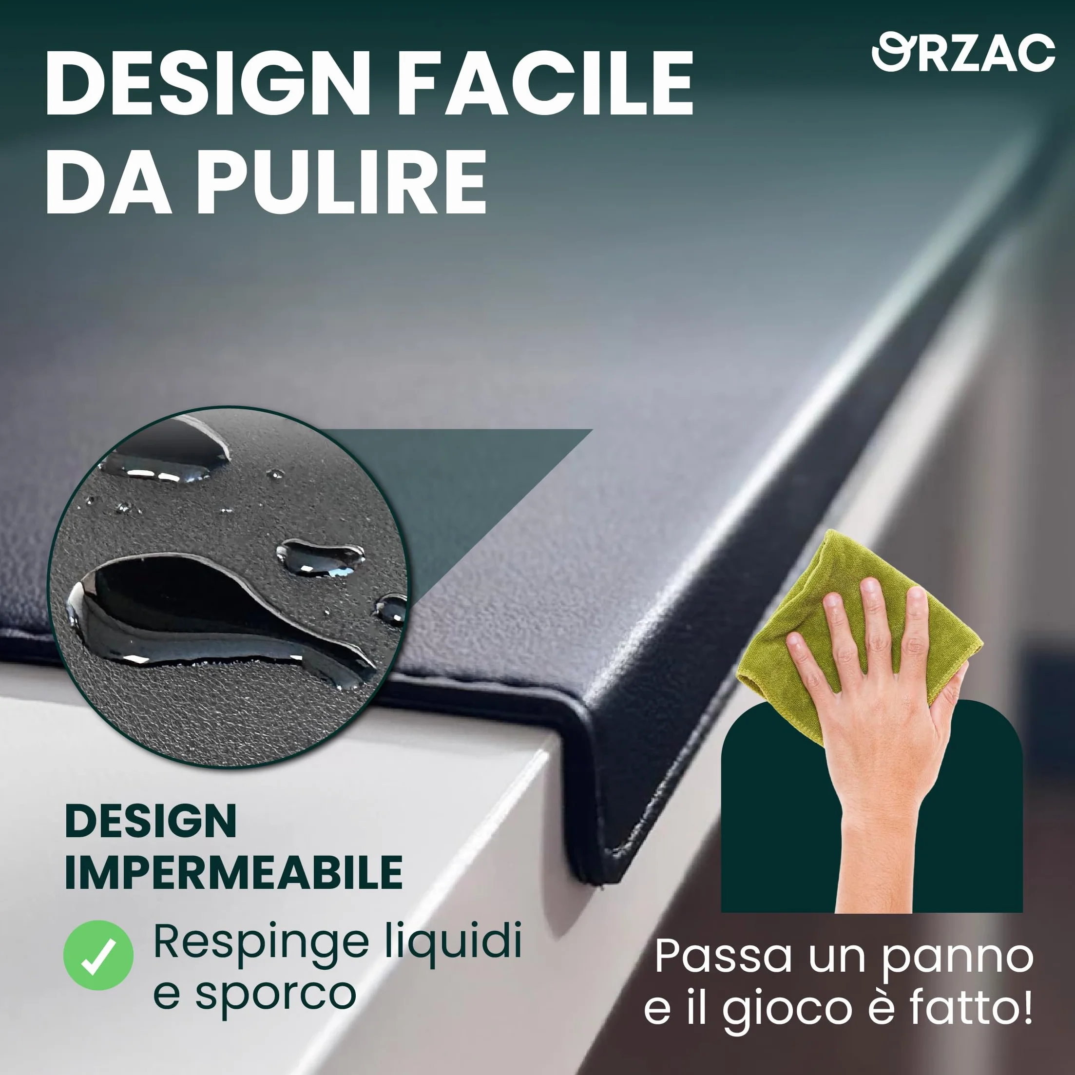 Tappetino da scrivania similpelle 80x40 cm impermeabile antiscivolo bordo 90°