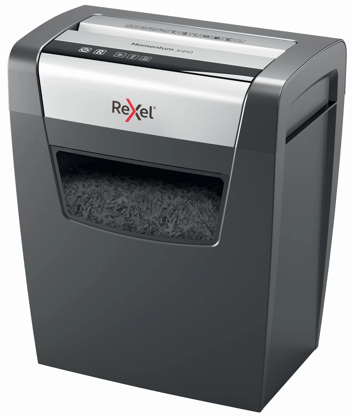 REXEL Momentum X410, Distruggidocumenti Manuale, 11-10 Fogli A4 (70-80 gr/mq), Taglio a Frammento, Livello di sicurezza P-4, per Uso Personale/Home Office, Capacità 23 Litri, 2104571EU