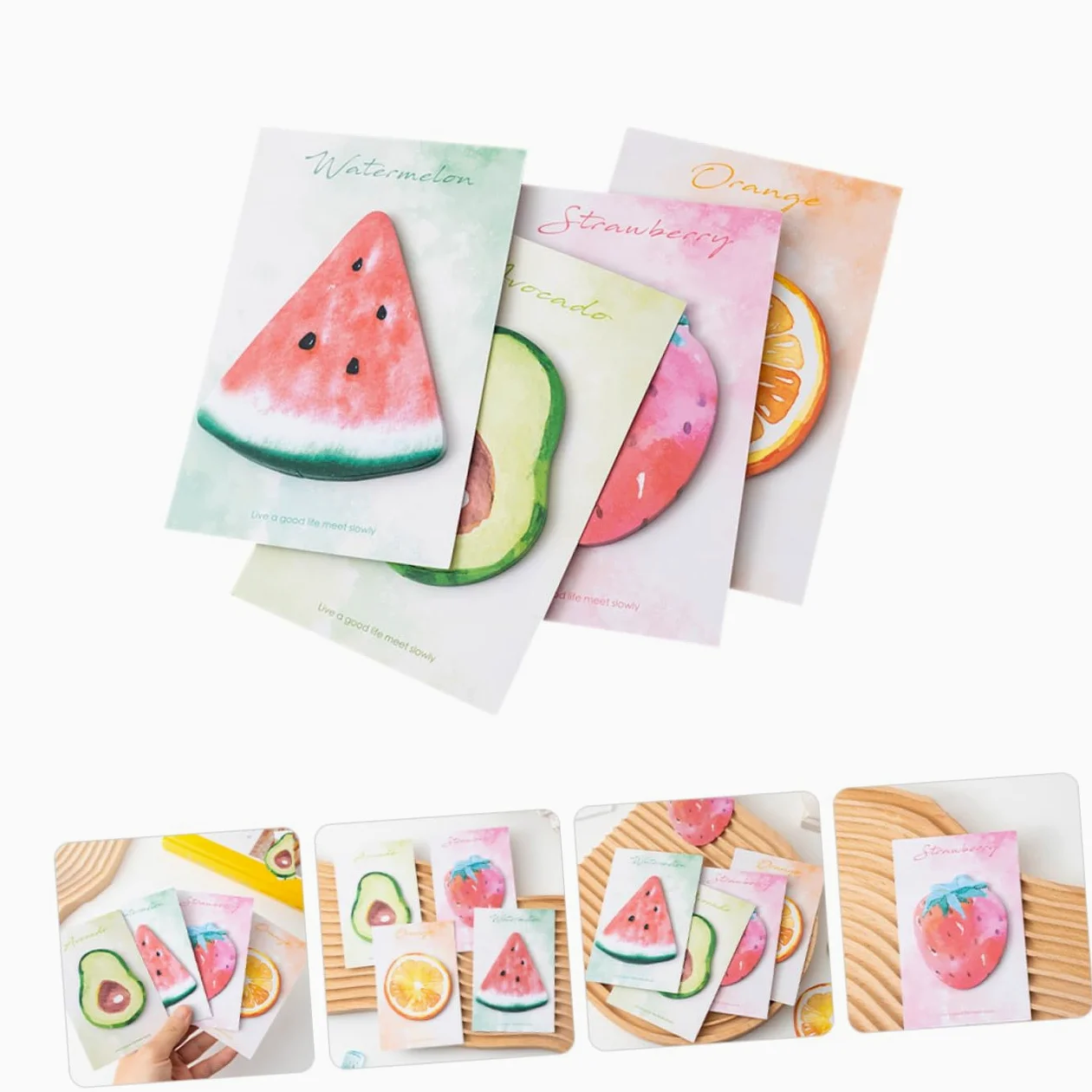 HOMSFOU 5 Pezzi 8 Note adesive a forma di frutta colorato divertente pastiglie adesivi per note multifunzione adesivi promemoria portatili blocchi note autoadesivi Carta