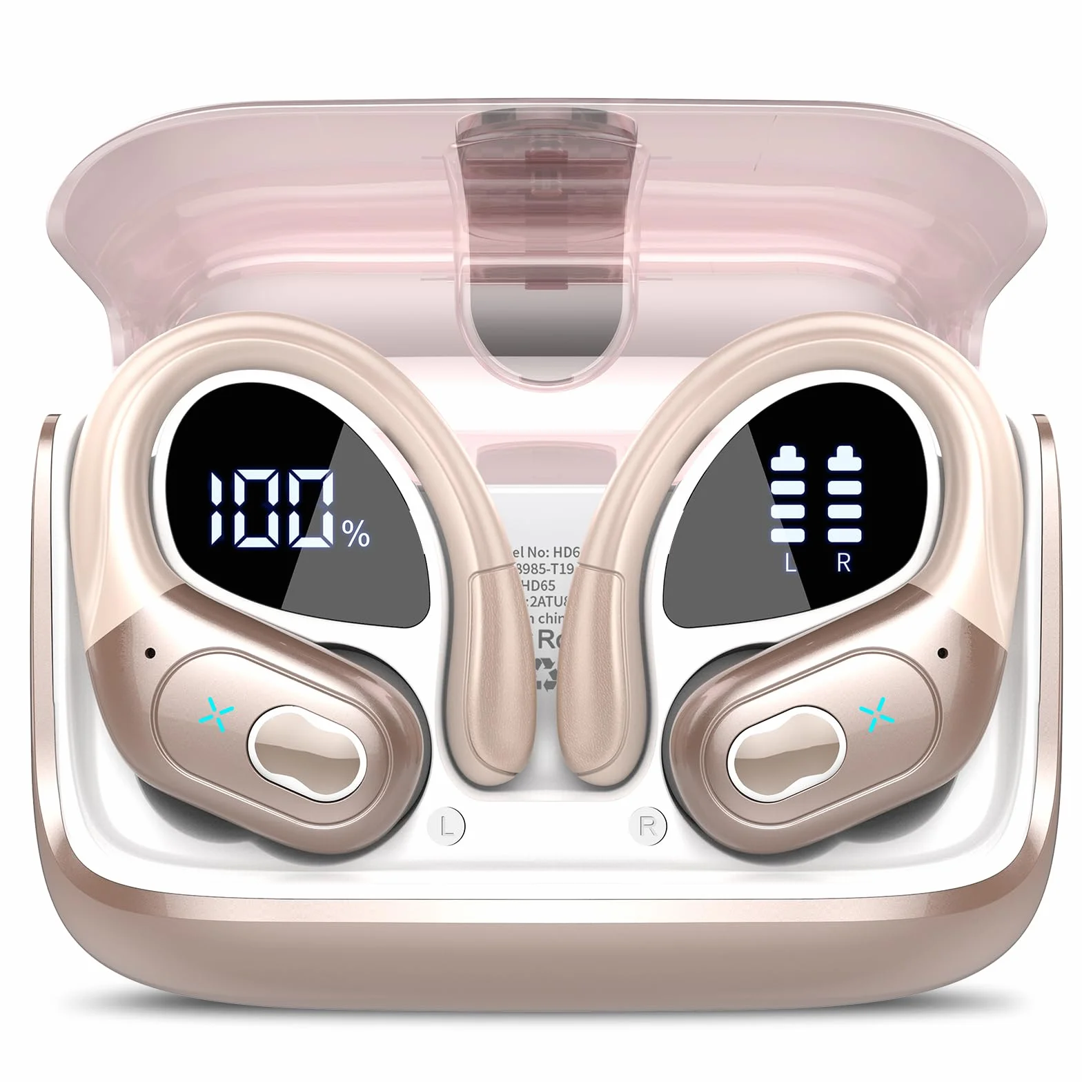AI Cuffie Traduzione, 3 in 1Bluetooth 5.4 Auricolari Traduzione con 164 Lingue/6 Modalità di Traduzion, 75H Auricolari Traduttori Istantanei con APP, Cuffie Bluetooth per Viaggi/Affari, Oro Rosa