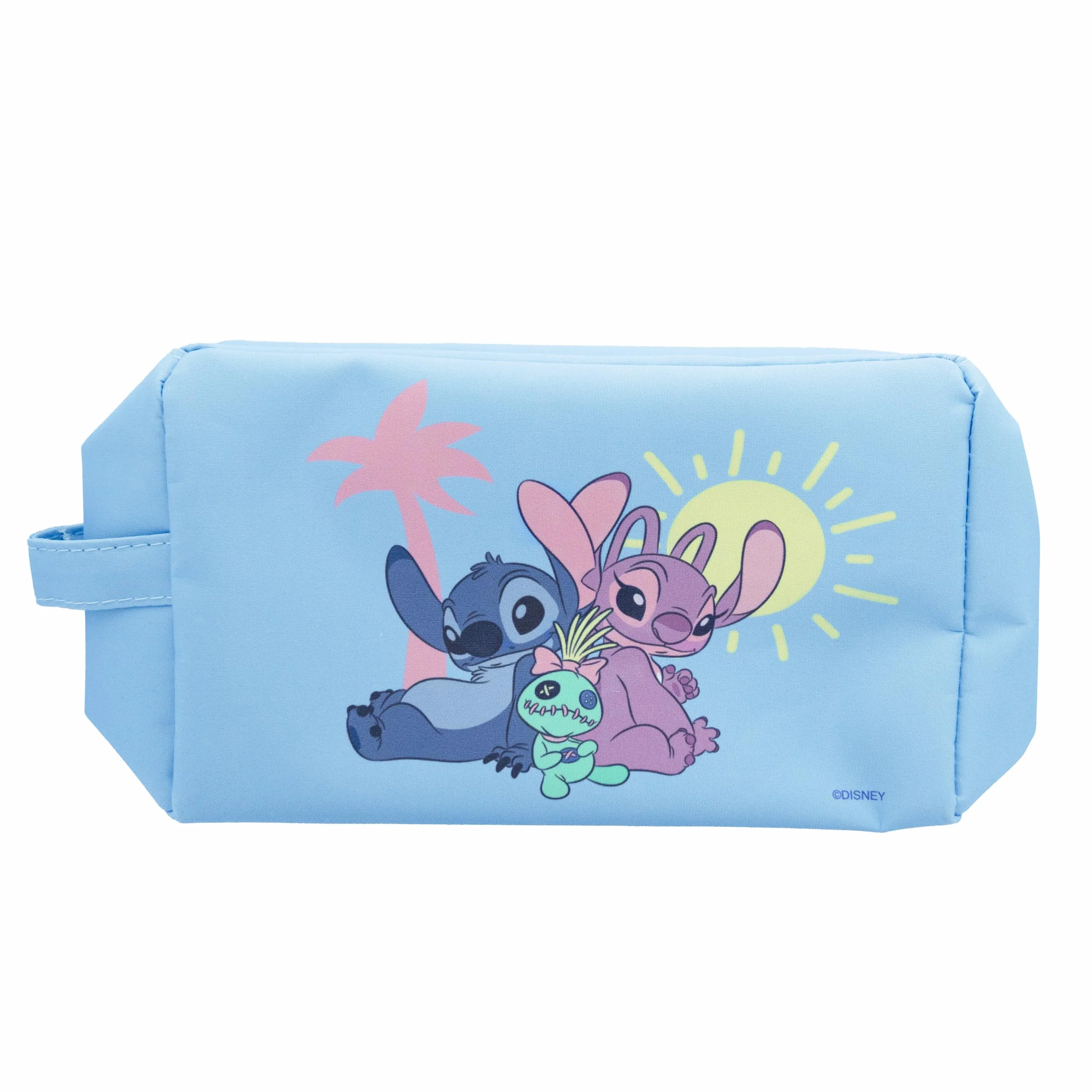 Disney Borsa da toilette Aloha Stitch Blu turchese con manico laterale Accessorio ufficiale Lilo & Stitch