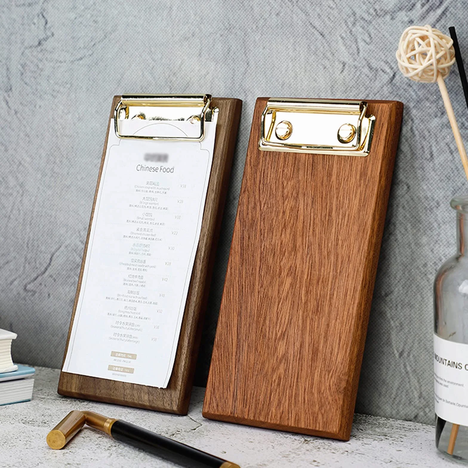 Portablocco Black Walnut Appunti File Organizzatore Cartella Binder Scrittura Cartella con Clip in Metallo Clip Menu Clip per casa, Ufficio, Ristorante Clipboard Portablocco (Size : Large)