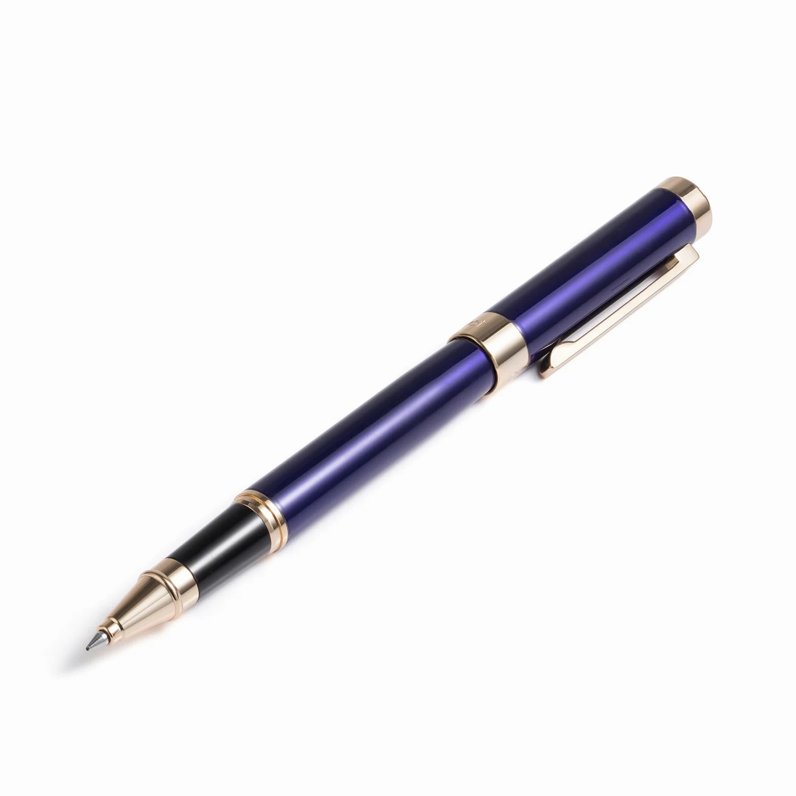 Penna roller di lusso, finiture in oro 24 carati, inchiostro Schneider Refull, corpo blu | Design elegante ed elegante, set regalo di penne a sfera per uomini e donne, professionale, ufficio esecutivo
