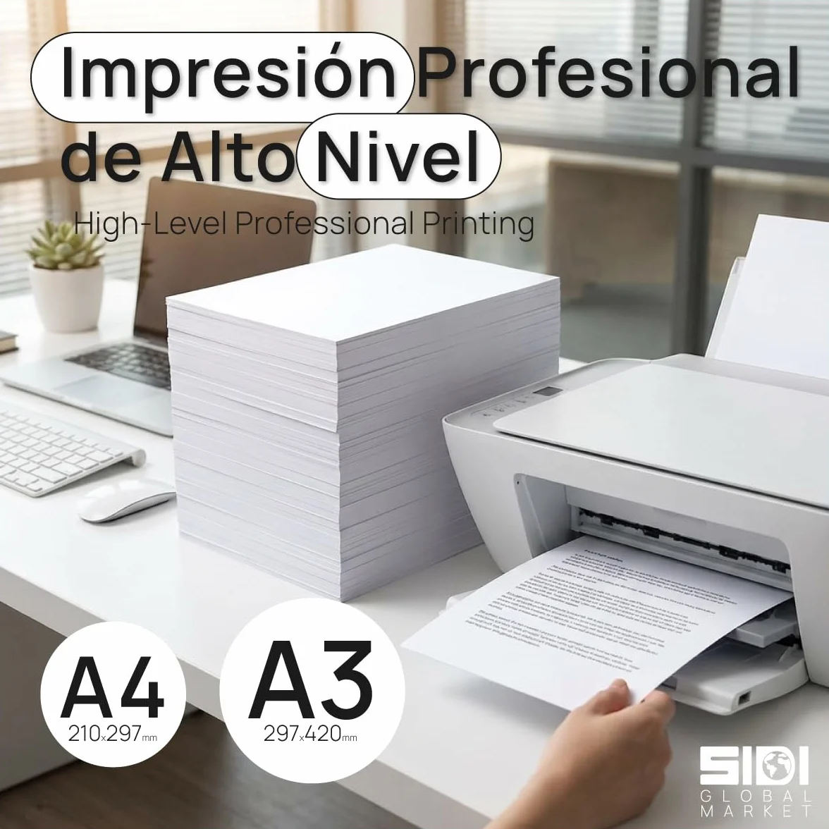 Carta A4 80g per Stampante Laser e Inkjet, 125 Fogli Bianchi per Ufficio e Casa - SIDI
