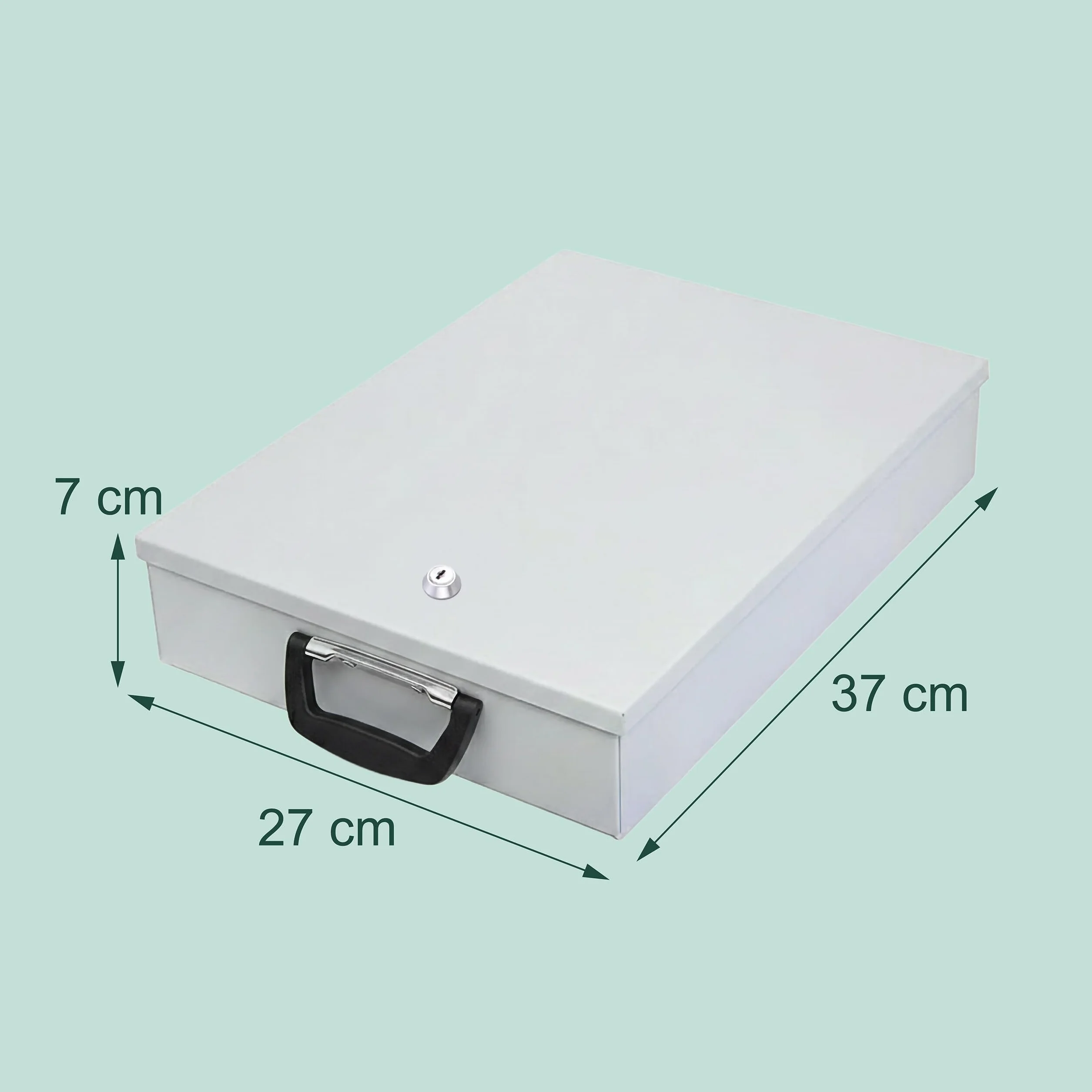 Relaxdays Cassetta Portadocumenti DIN A4 con Serratura, 2 Chiavi, Maniglia, Sicurezza, Grigio Chiaro, 7x37x27 cm
