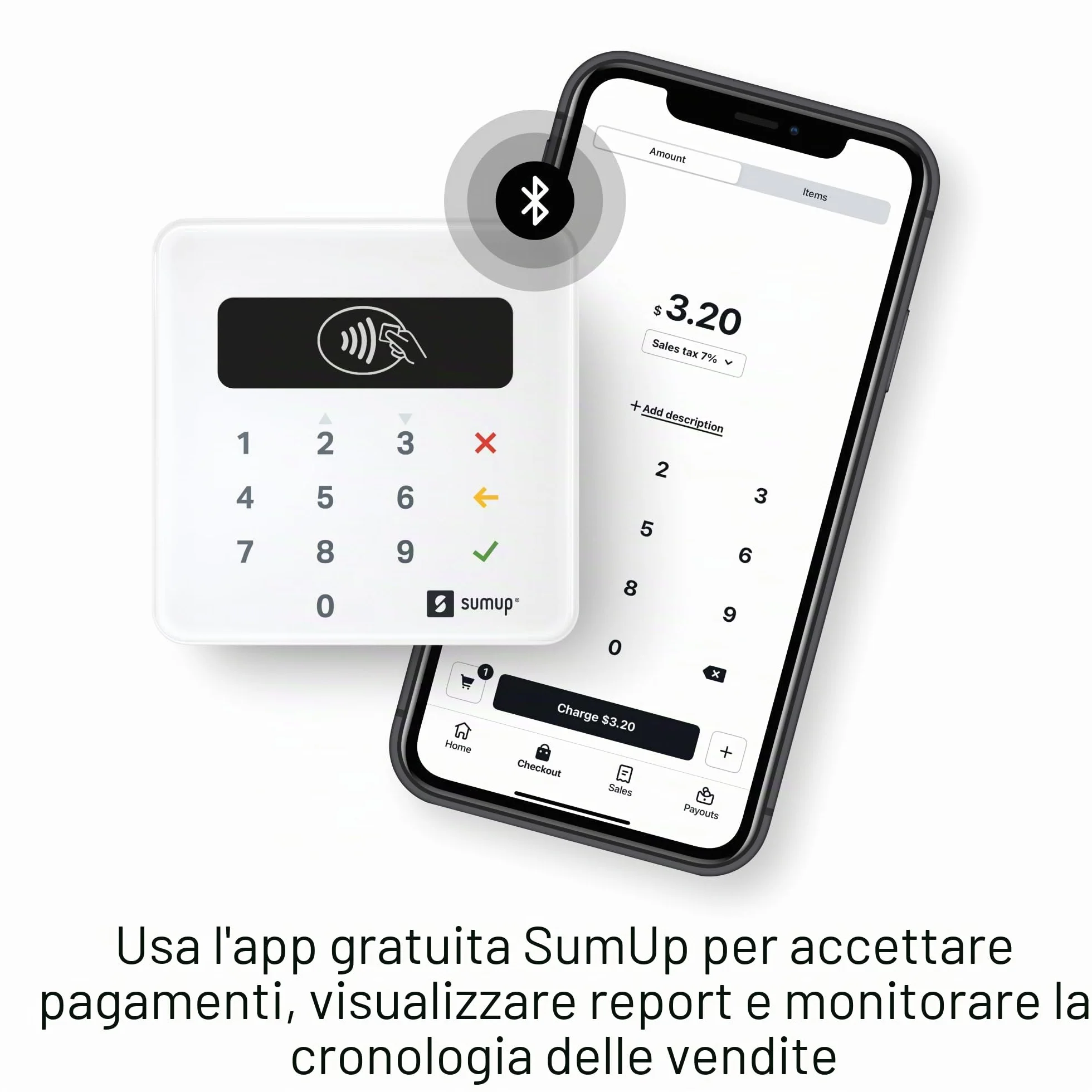 SumUp Plus Lettore di Schede Bluetooth - NFC RFID Lettore di Carte di Credito per Smartphone