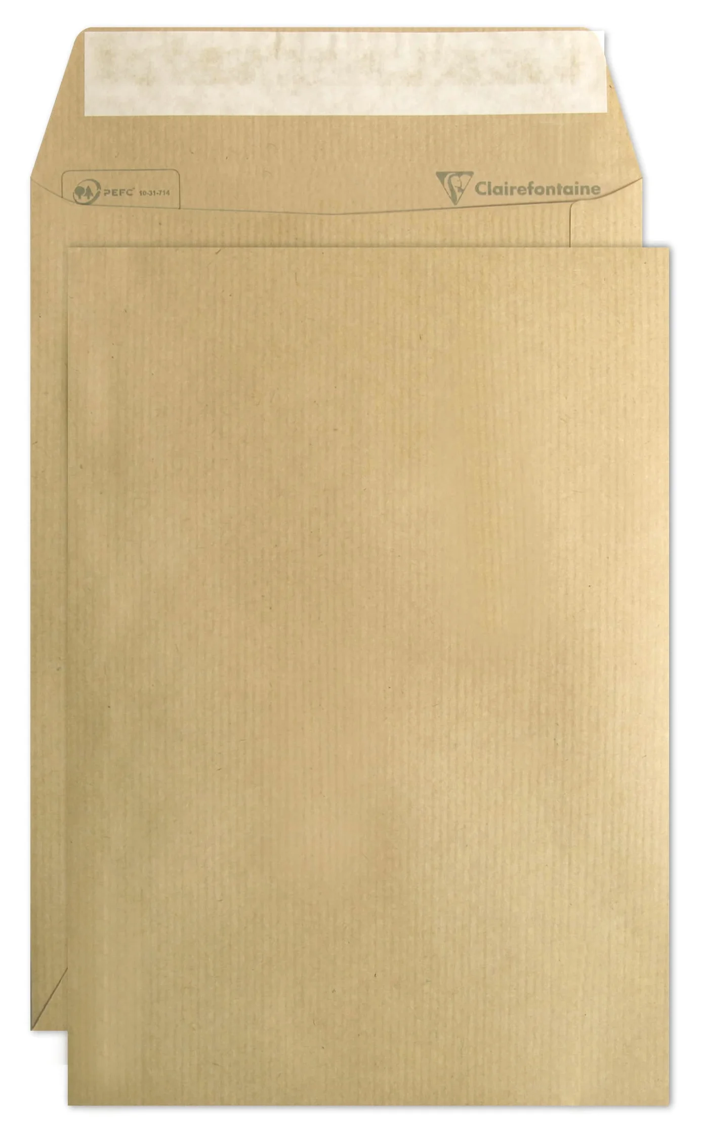 Clairefontaine 744C - Scatola da 500 buste Kraft Scanalate Marrone B5-176x250 mm - Autoadesive - 90g/m²