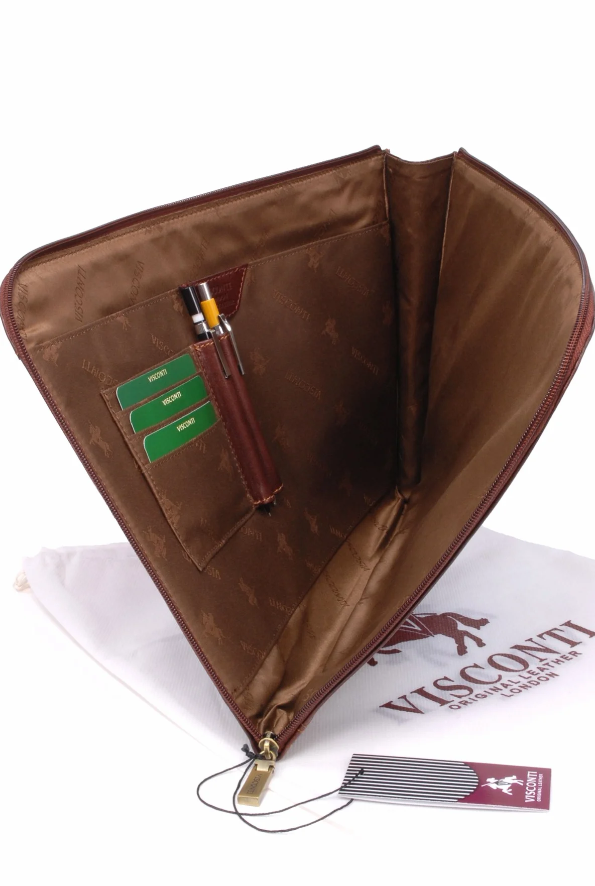 Visconti Cartella Portadocumenti in Pelle da Viaggio per Uomo A4 Bond Marrone Chiaro