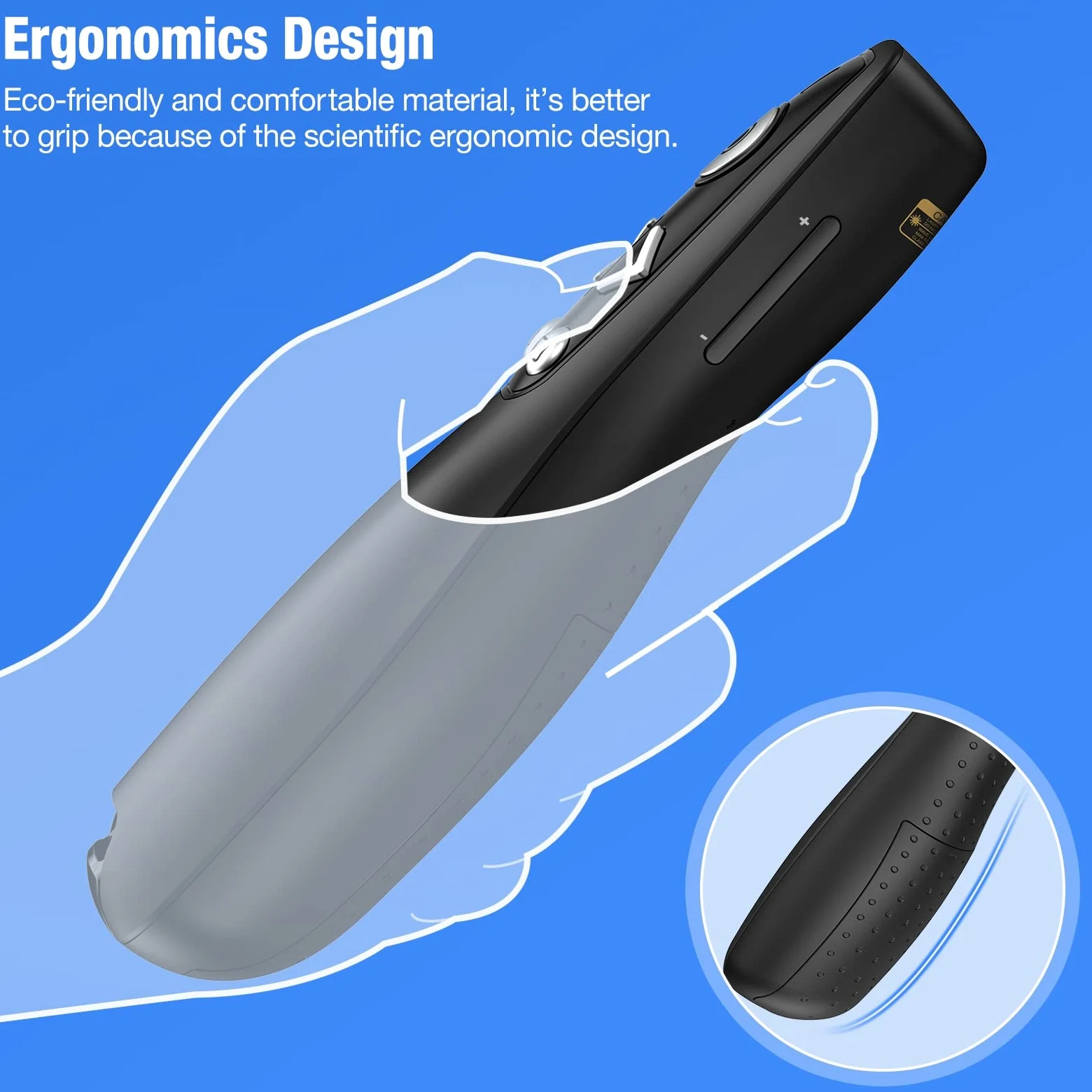 ELISWEEN Presentation Clicker - Telecomando wireless per PowerPoint, RF 2,4 GHz, USB, PowerPoint, con collegamento ipertestuale e controllo volume, avanzatore di diapositive PowerPoint, per Mac