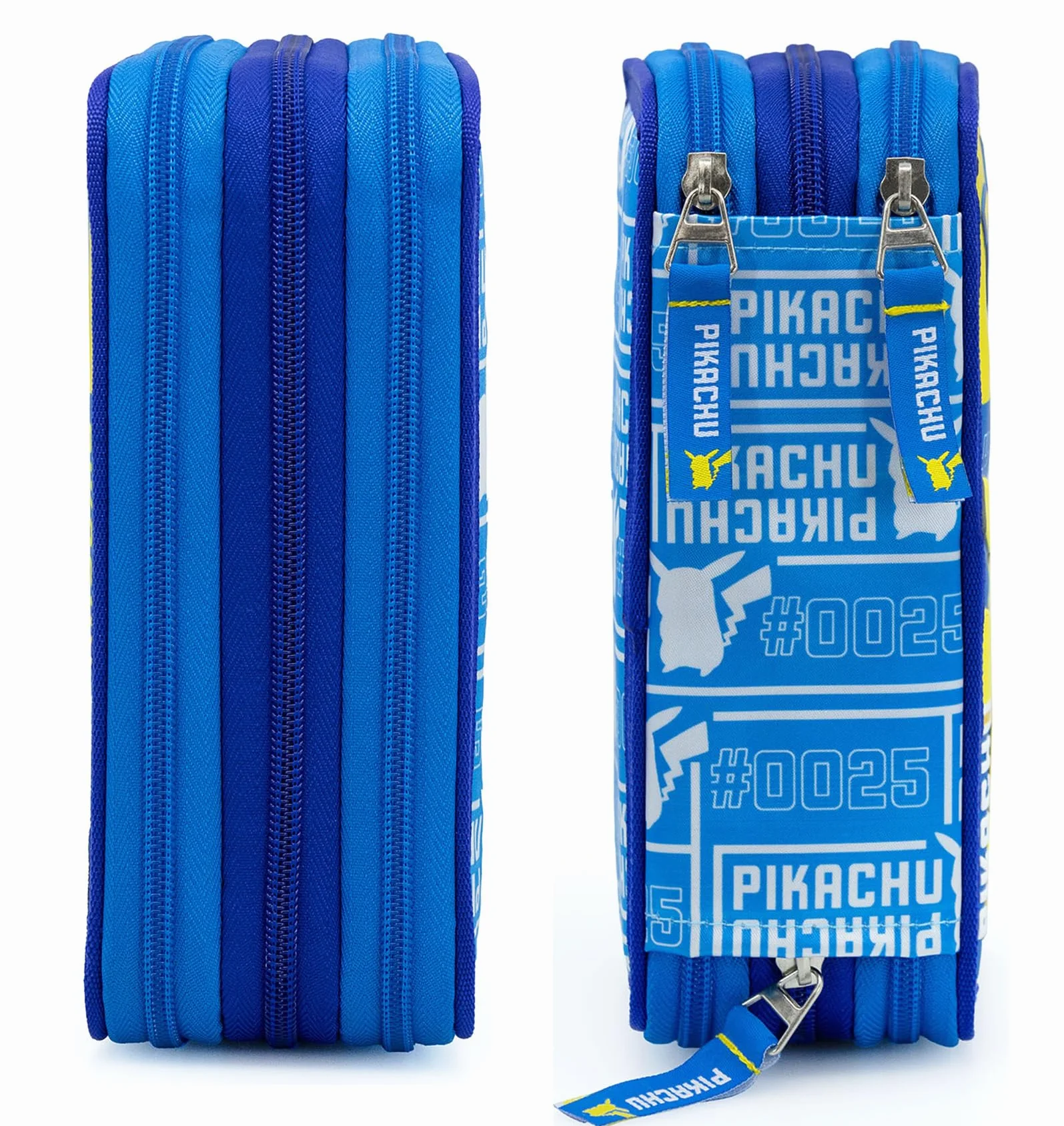 Clondo Astuccio 3 Scomparti 45 Pezzi Per Pokemon Fan Blu e Giallo
