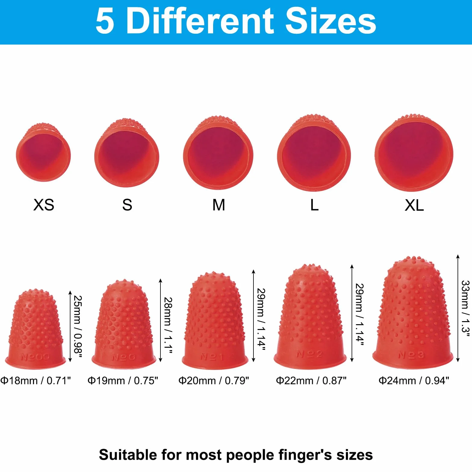 PATIKIL Ditale in Silicone per Dita, 15Pz Protezione Dita Mano Coperture, Rosso Taglia M