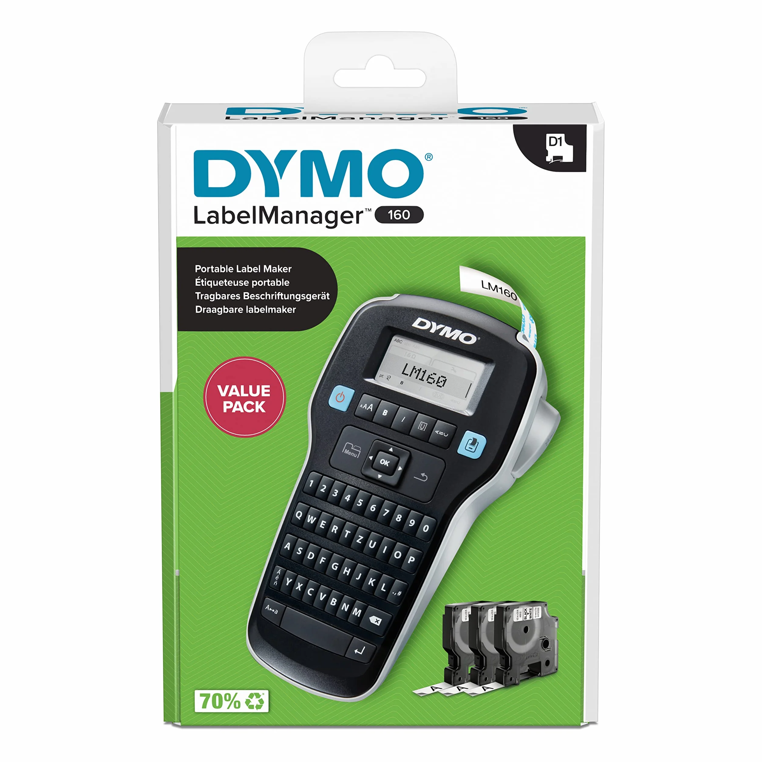 DYMO LabelManager 160 Etichettatrice portatile tastiera QWERTZ etichette D1 6 9 12 mm