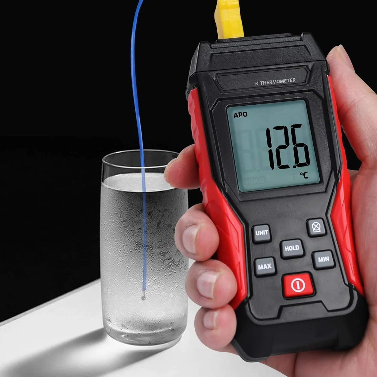 Termometro Digitale a Termocoppia Tipo K -328°F ~ 2501°F con Display LCD Retroilluminato Max/Min per HVAC