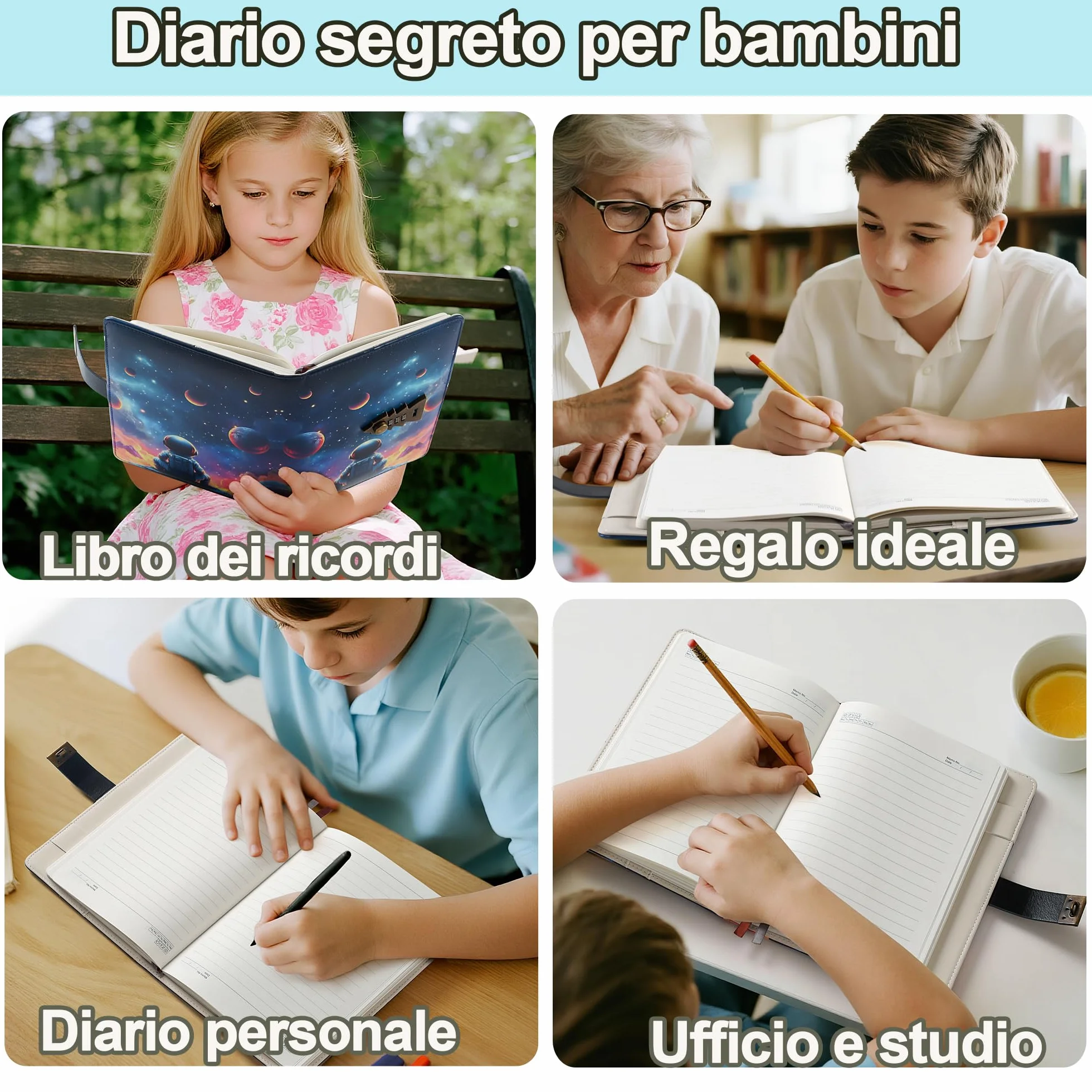 Diario Segreto Ragazzo con Blocco a 3 Cifre, Quaderno A5 Regalo per Bambini 7-14 Anni