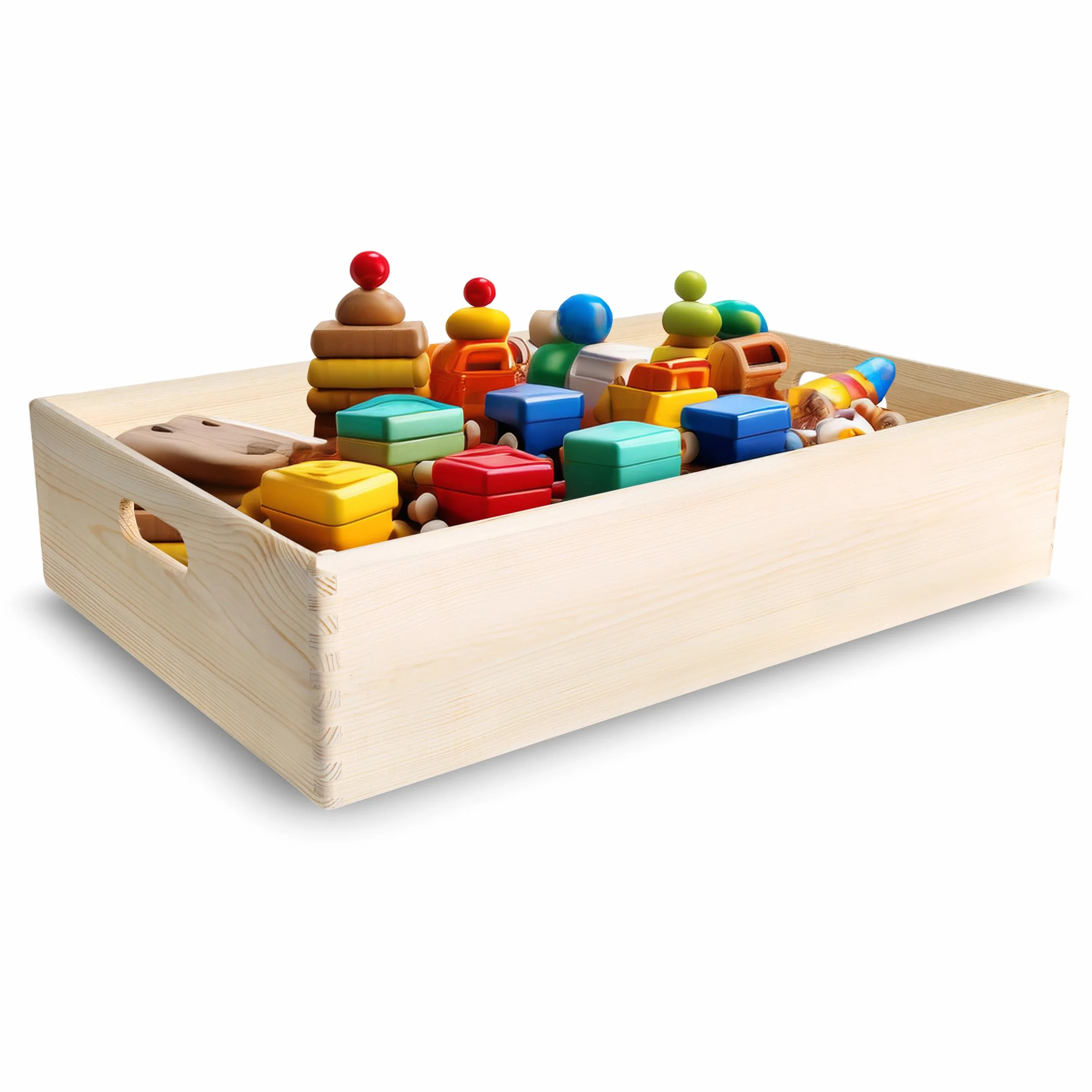 Creative Deco Grande Scatola in Legno 60x40x13.5 cm con Maniglie Portaoggetti Portagiochi per Decoupage
