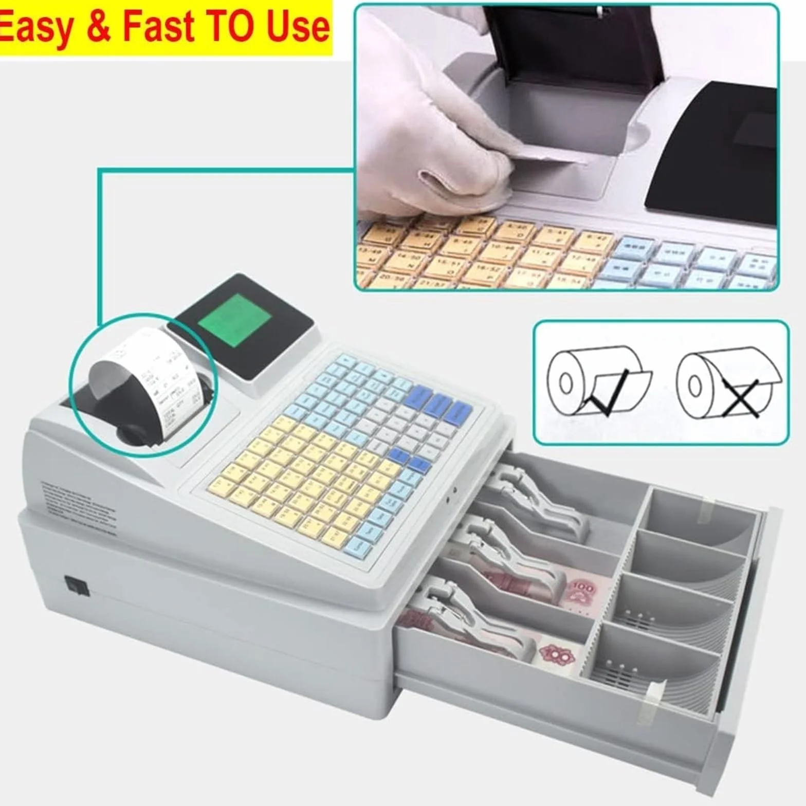 Registratore di cassa elettronico POS con display LED, Cassa elettronica Registratore di cassa Gastronomia al dettaglio Sistema di cassa solido Cassetto di cassa