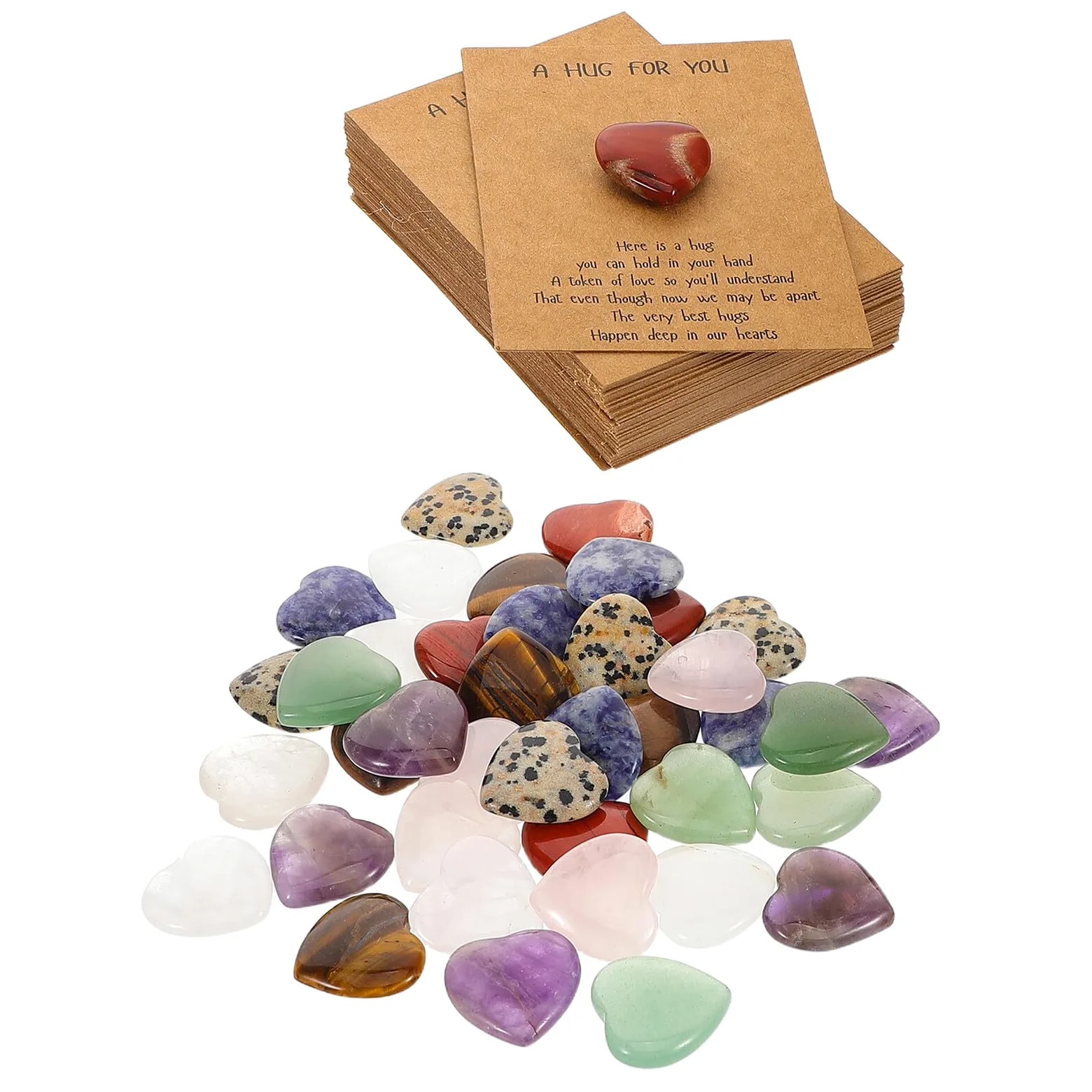 Set 40 Biglietti D’Auguri con Pietre Naturali a Forma di Cuore Biglietti Regalo per Festa degli Innamorati e Compleanno Decorazione Romantica per Feste e Bomboniere
