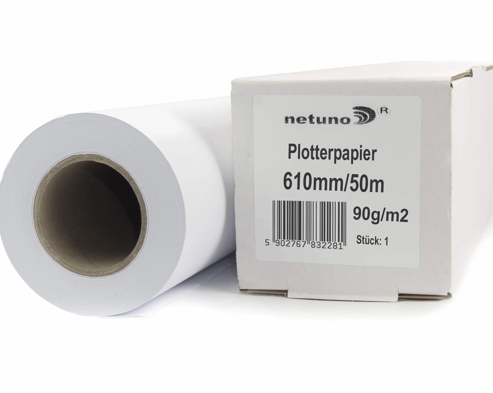Carta plotter bianca Netuno 610 mm x 50 m 90 g/m² anima 50 mm per stampa CAD inkjet