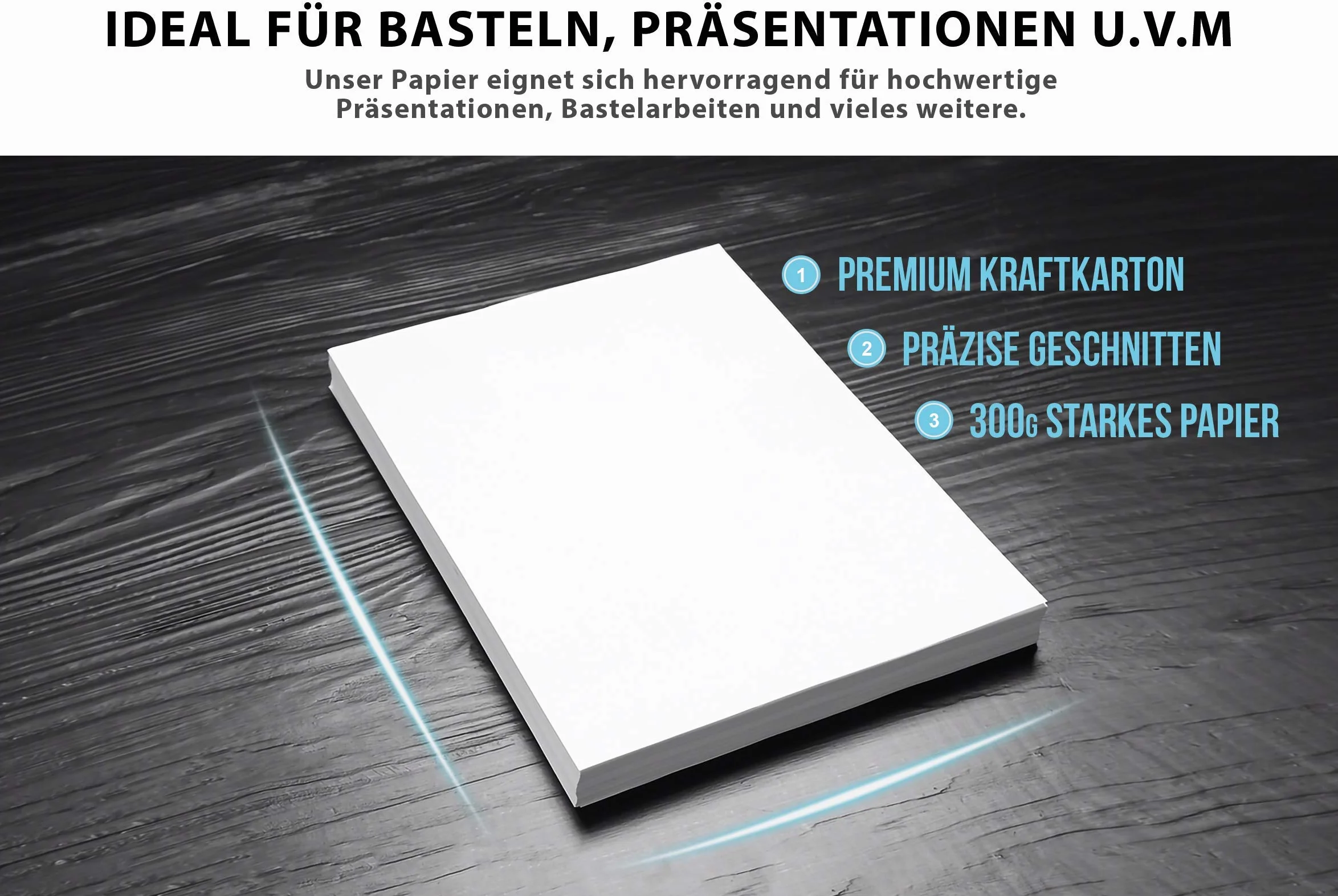 Cartone artigianale bianco premium 300 g/m² DIN A4 50 fogli 21 x 29,7 cm