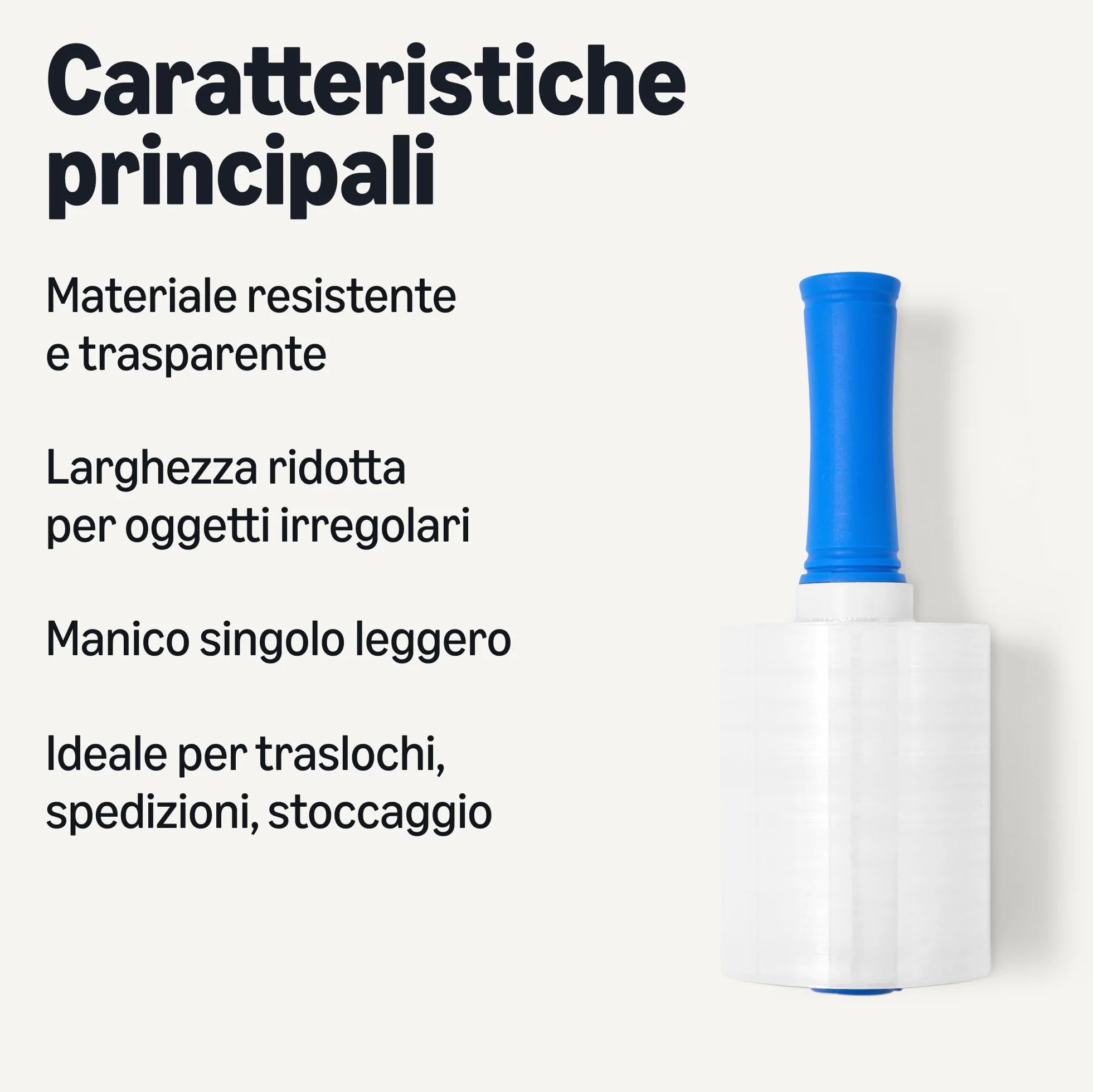 Amazon Basics Rotolo Pellicola Elastica 12,7 cm x 304,8 m 1 Rotolo con Manico Trasparente