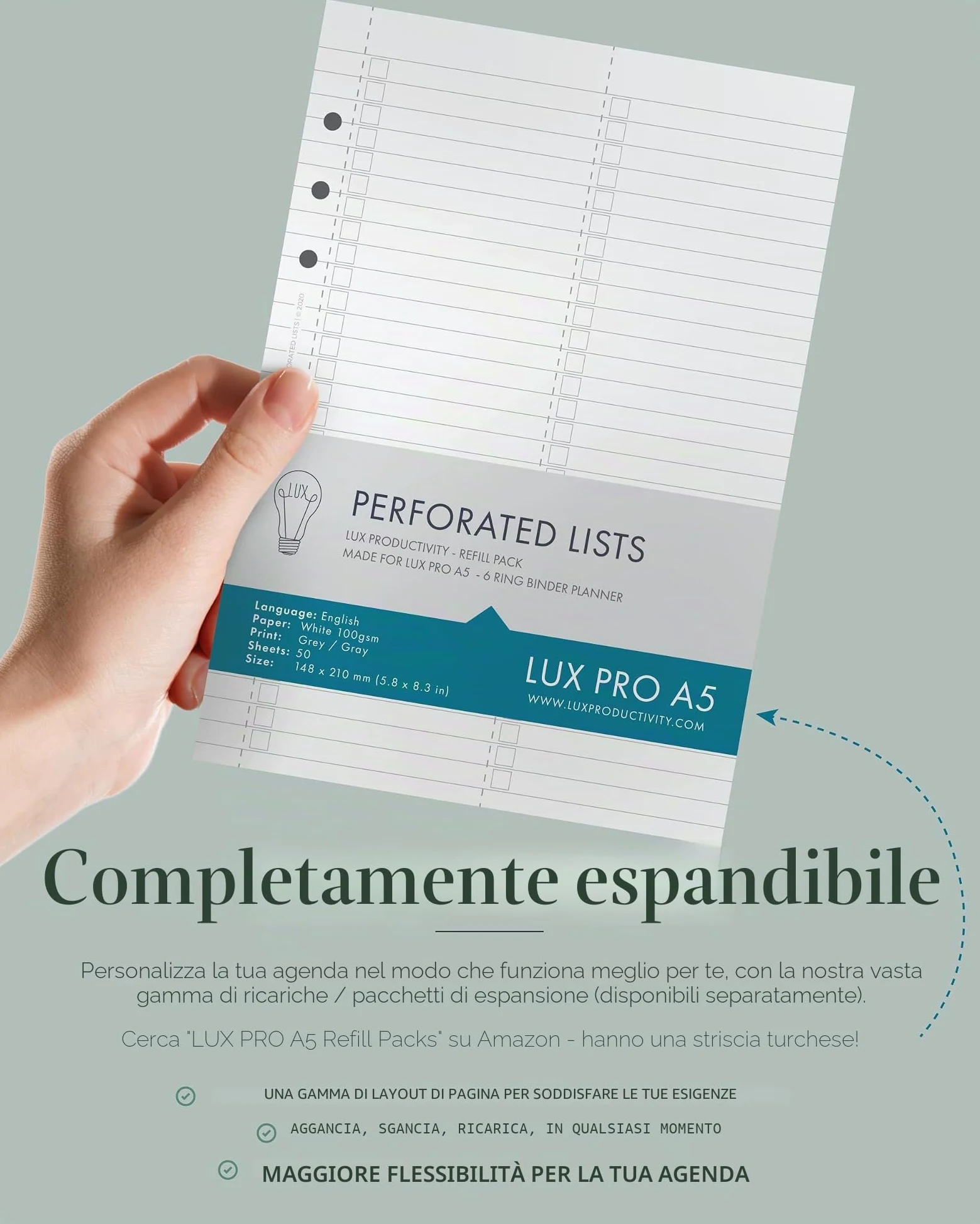 LUX PRO A5 – Agenda giornaliera e agenda – Diario di gratitudine, diario benessere e pianificatori settimanali non datati – Diari da scrivania per donne e uomini – LUX Productivity (blu – mezzanotte)