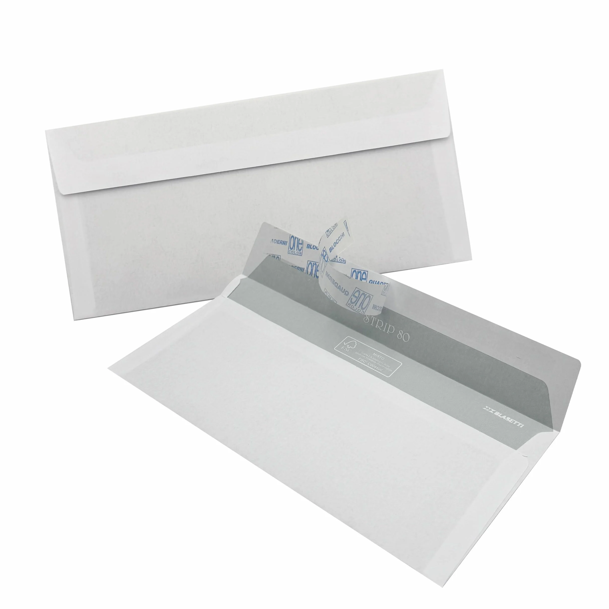 BUSTE LETTERA BLASETTI STRIP 80 FSC 11x23 cm AUTOADESIVE BIANCO 80 GR SCATOLA 500 PZ