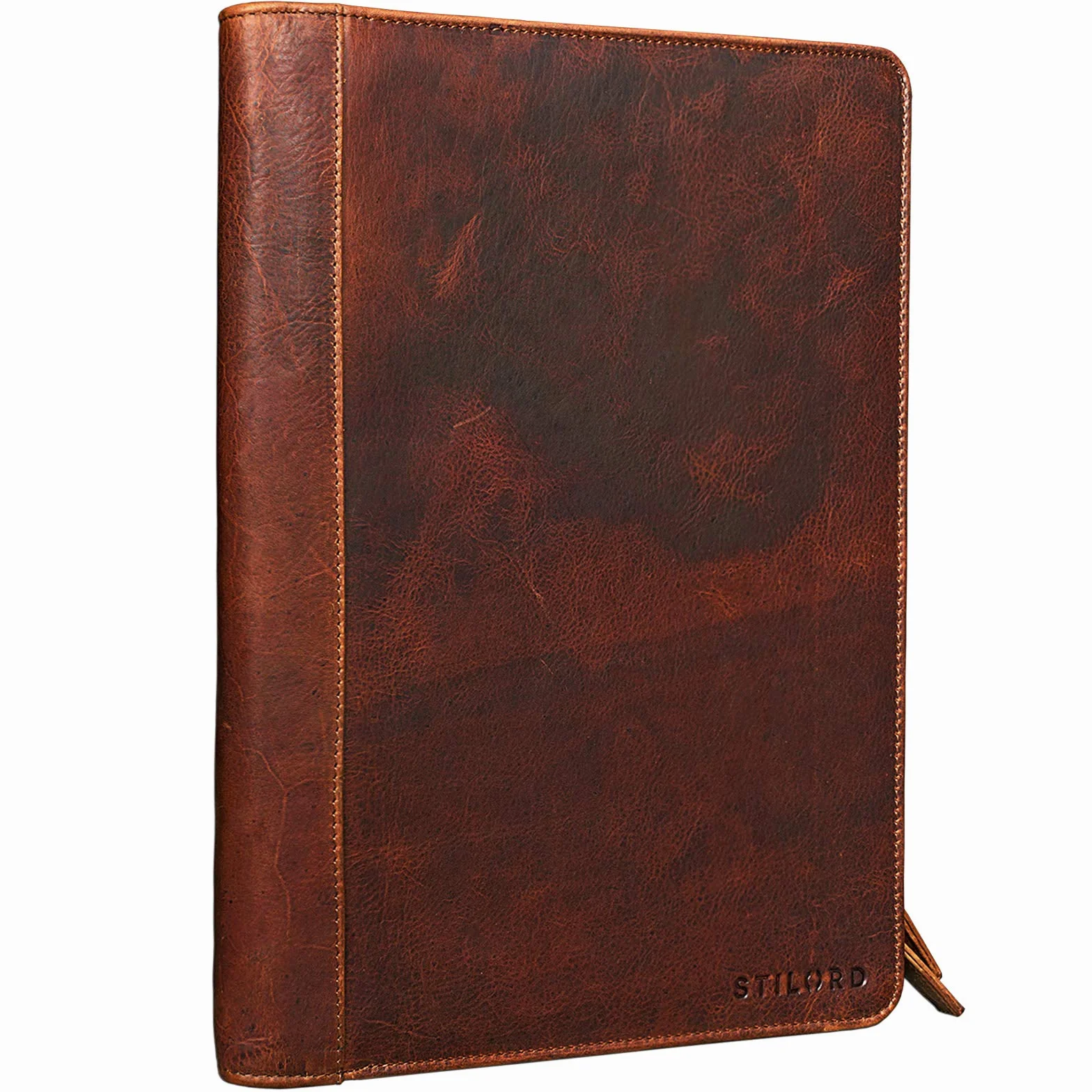 STILORD "Julius" Vintage Cartella porta Documenti e per Tablet 12 Pollici Organzier rigido Portadocumenti in vera Pelle Colore:kara - cognac