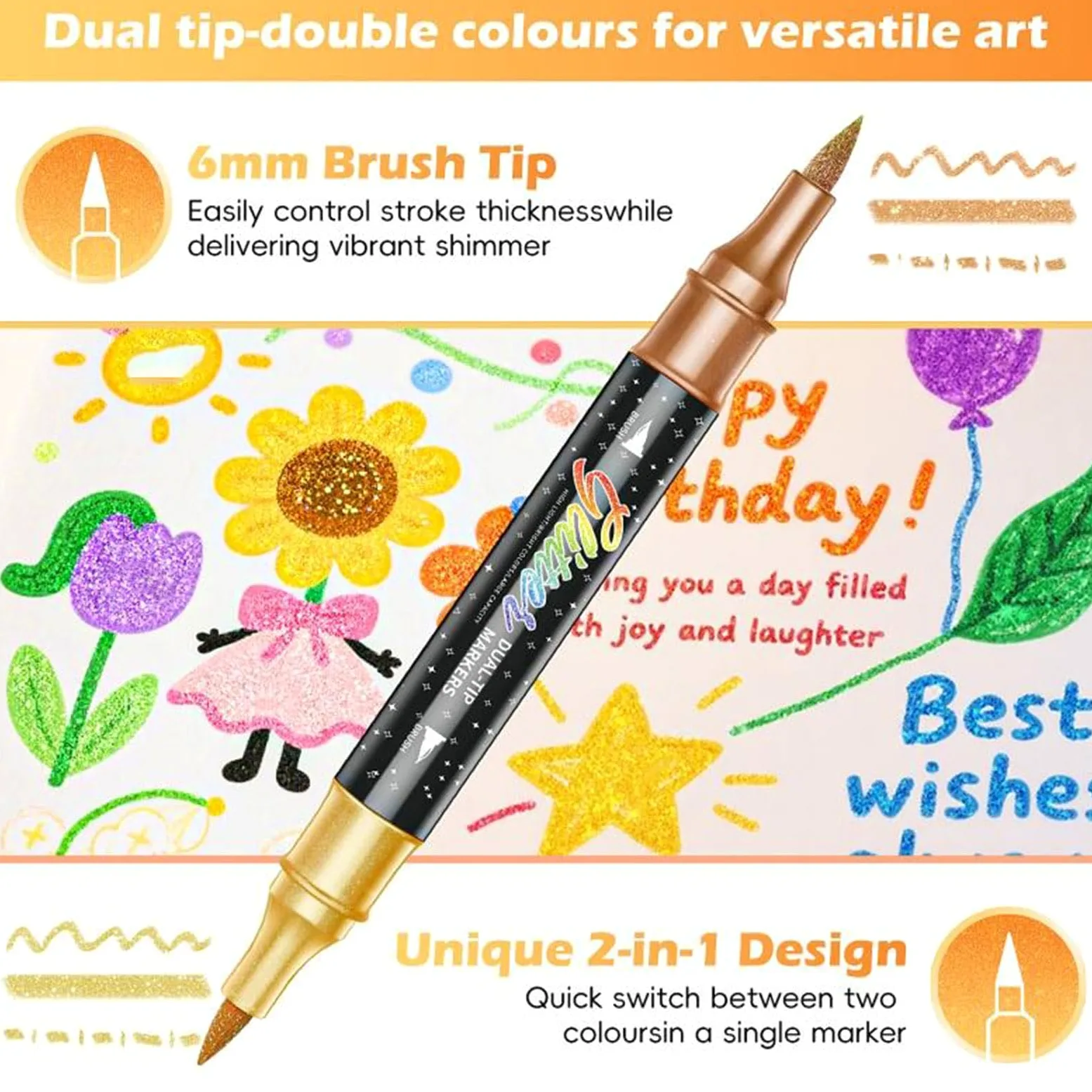 Pennarelli Doppia Punta Non Sanguinanti | Pennarelli Colorati per Arte, Disegno e Pittura per Scuola, Casa, Attività Creative, Schizzi, Diario e Scrapbooking
