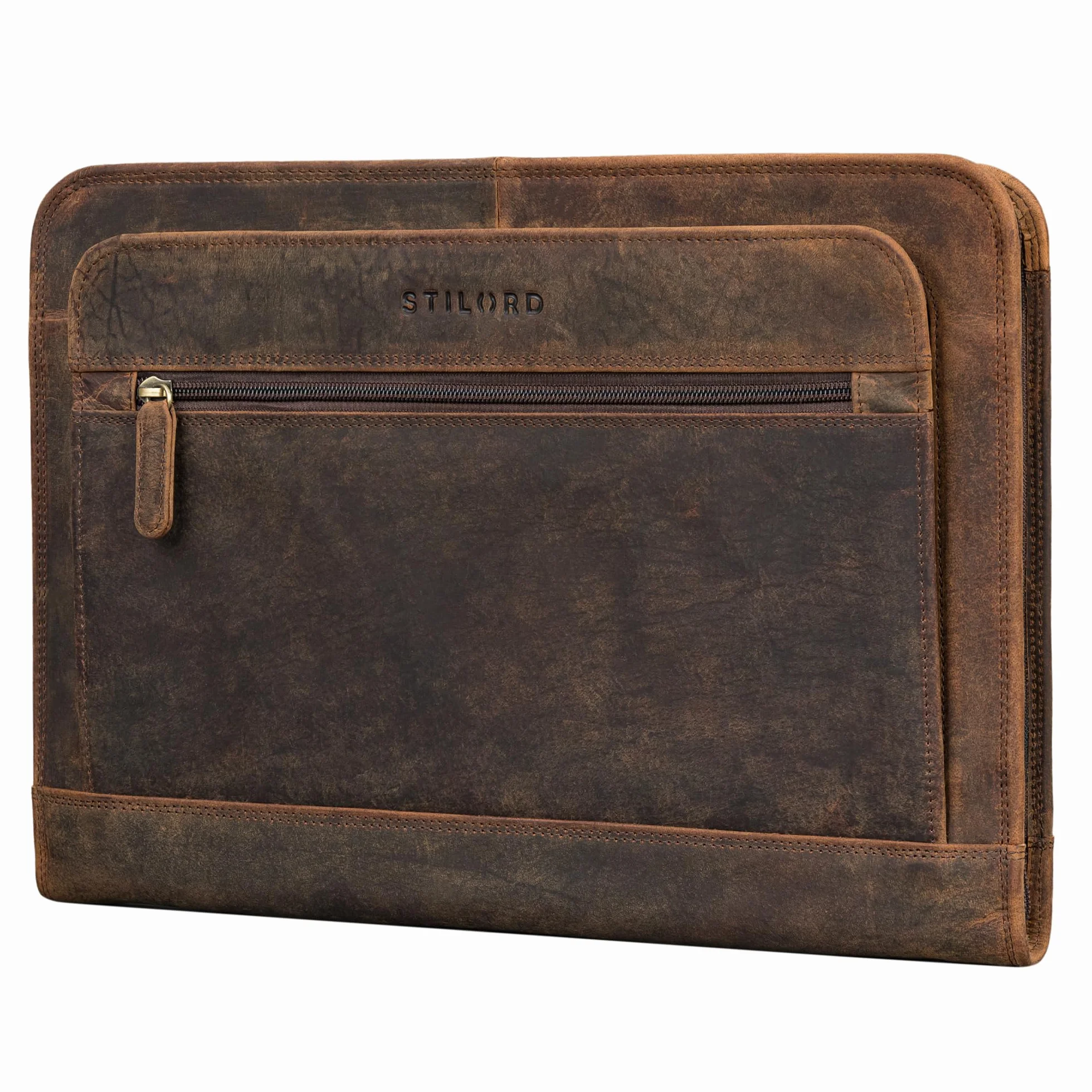 STILORD 'Elton' Cartellina Porta Documenti A4 Pelle Vintage Raccoglitore Documenti per MacBook Custodia per Macbook 13,3 Pollici Portablocco Cuoio Genuino, Colore:kreta - marrone