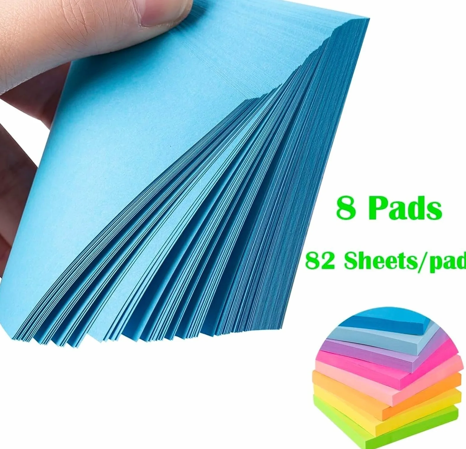 Foglietti adesivi, 8 pezzi, 7,6 x 7,6 cm, colori vivaci, autoadesivi, facili da pubblicare per notebook
