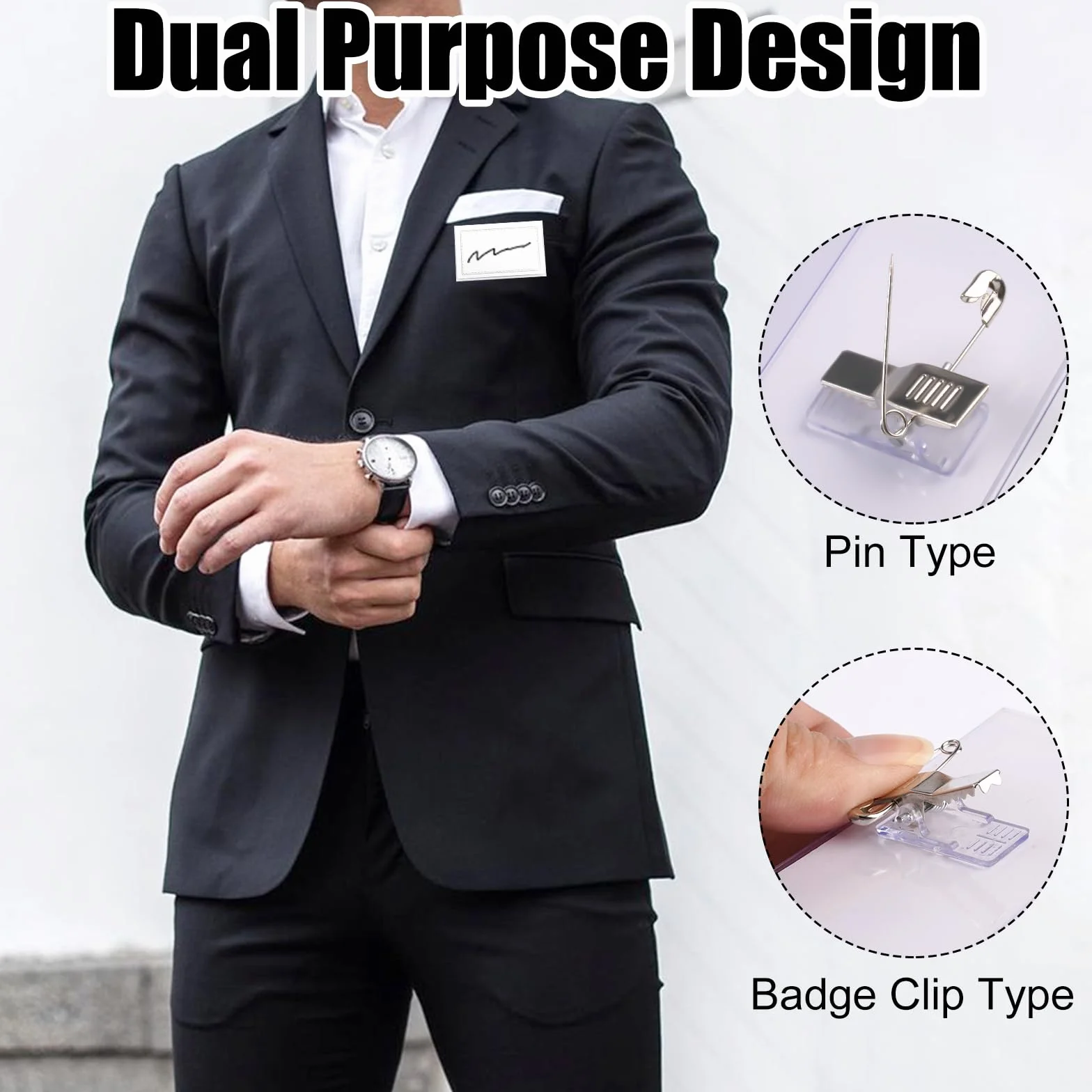 Porta Badge Trasparente con Clip 30 Pezzi 90x56mm PVC Orizzontale