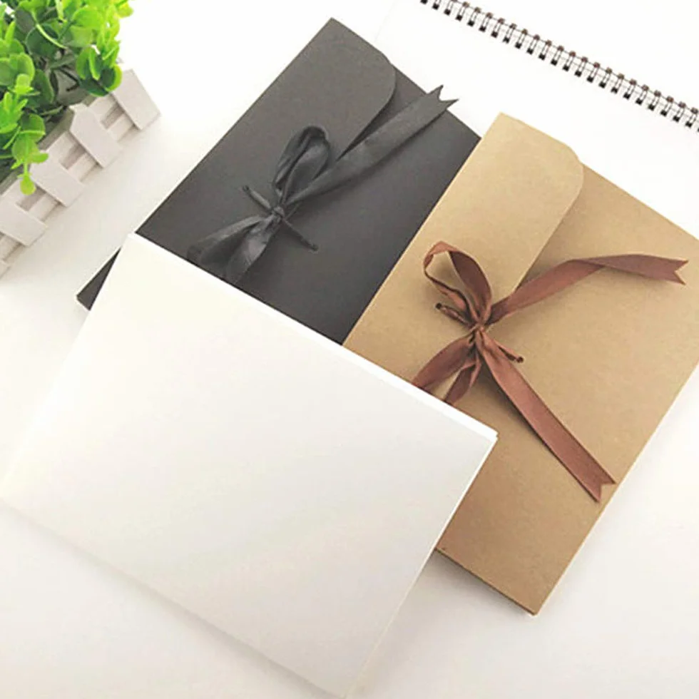 Vintage Compleanno Carta Buste Quadrate con Nastro 10 Pezzi per Biglietti di Auguri