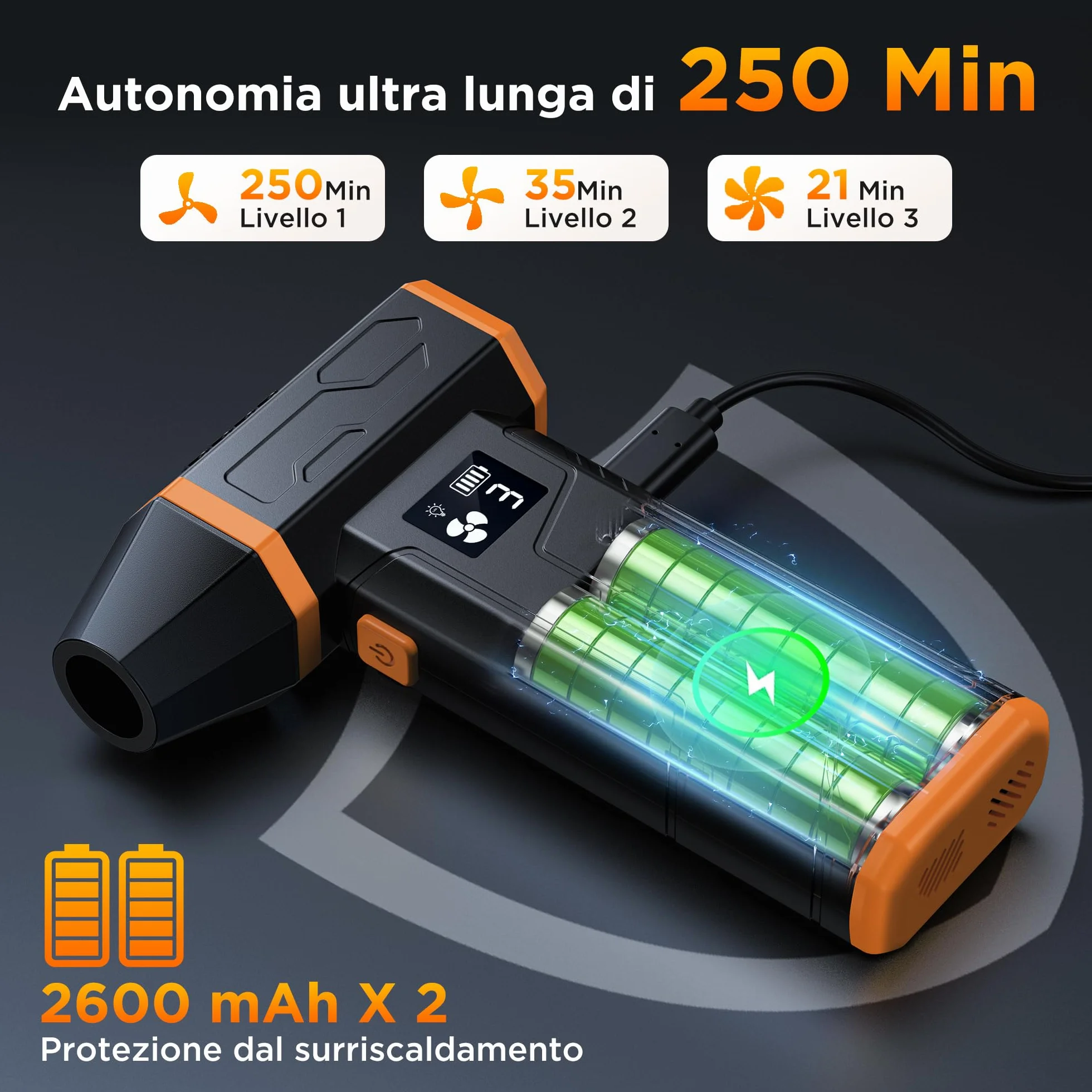 VIWAVE Aria Compressa Spray Elettrico 150000RPM,3 Velocità Soffiatore a Batteria Kit Pulizia PC,Aria Compressa Portatile Air Duster con LED,Mini Aria Compressa per PC Tastiera Auto Divano
